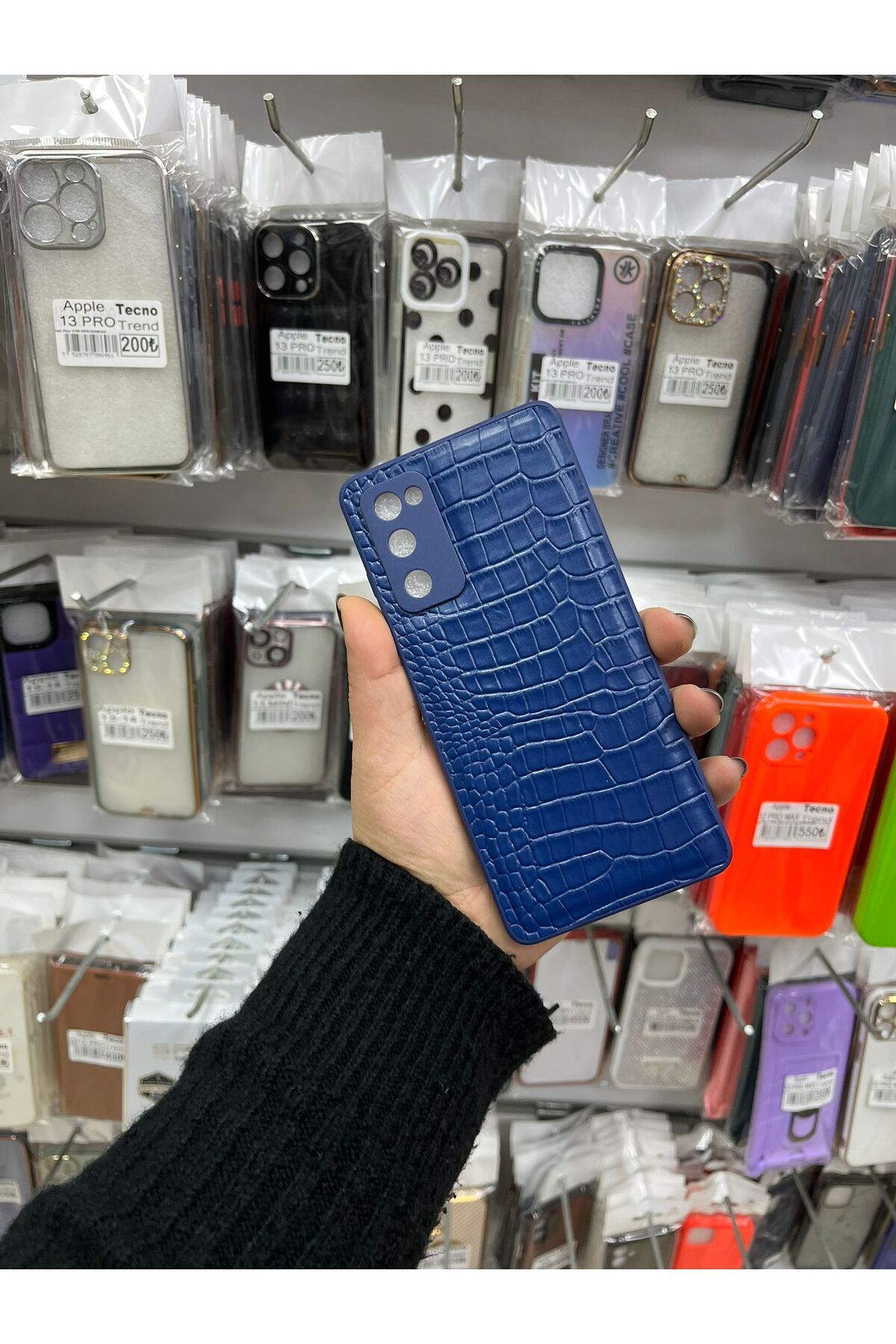 TECNOTREND GALAXY S20 FE Dokulu Yüzey Çekmeye Dayanıklı Cep Telefon Kılıfı Pu Deri Kaplamalı Yumuşak