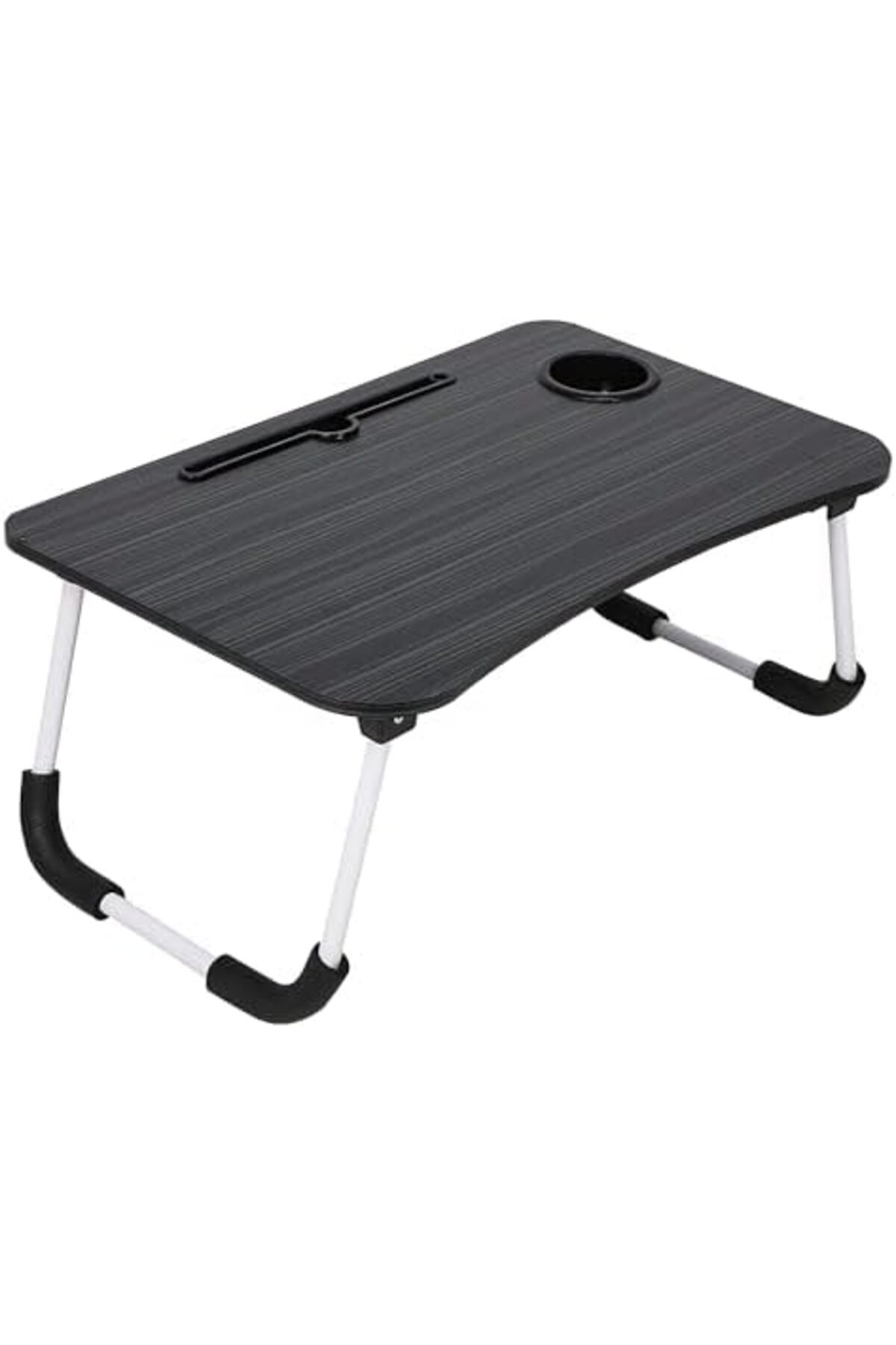 طاولة لابتوب للسرير محمولة قابلة للطي مع حامل أكواب للعمل وتناول الطعام والكتابة، لون اسود
