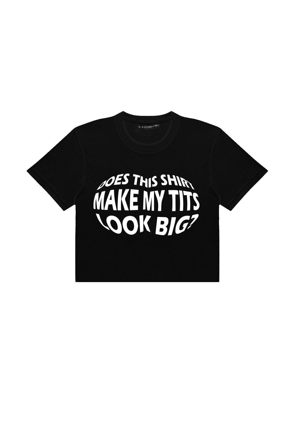 Bak Moda Tits Look Big Baskılı Siyah Crop Top