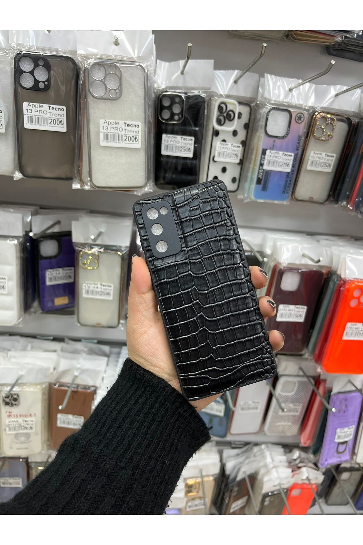 TECNOTREND GALAXY S20 FE Dokulu Yüzey Çekmeye Dayanıklı Cep Telefon Kılıfı Pu Deri Kaplamalı Yumuşak