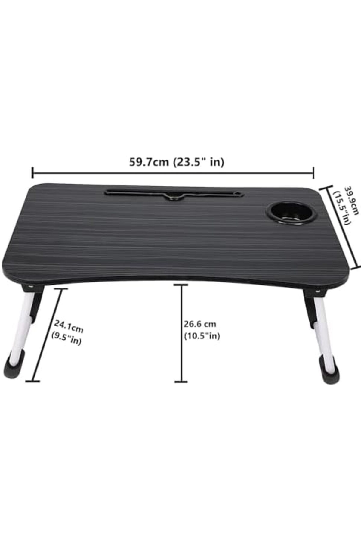 طاولة لابتوب للسرير محمولة قابلة للطي مع حامل أكواب للعمل وتناول الطعام والكتابة، لون اسود