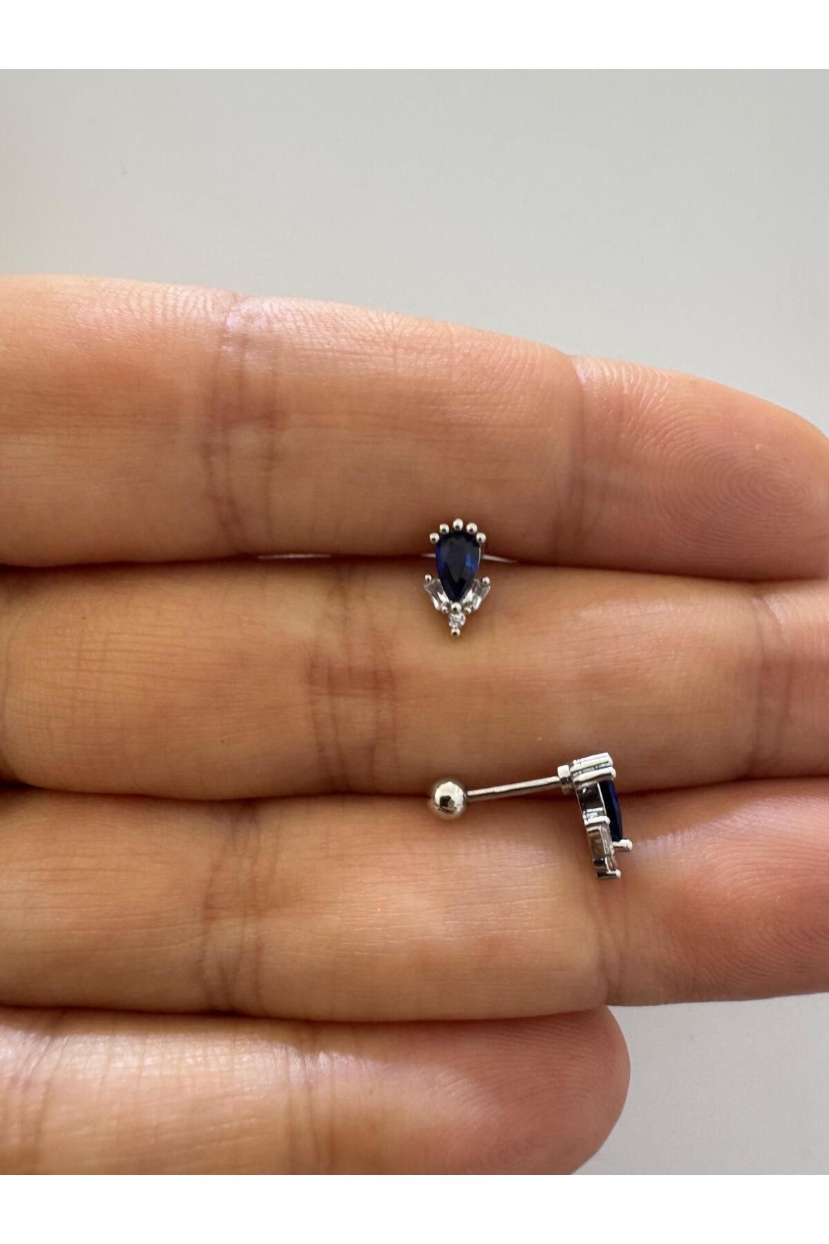 Arescollection 1 adet zirkon taşlı helix tragus lobe uyumlu piercing küpe