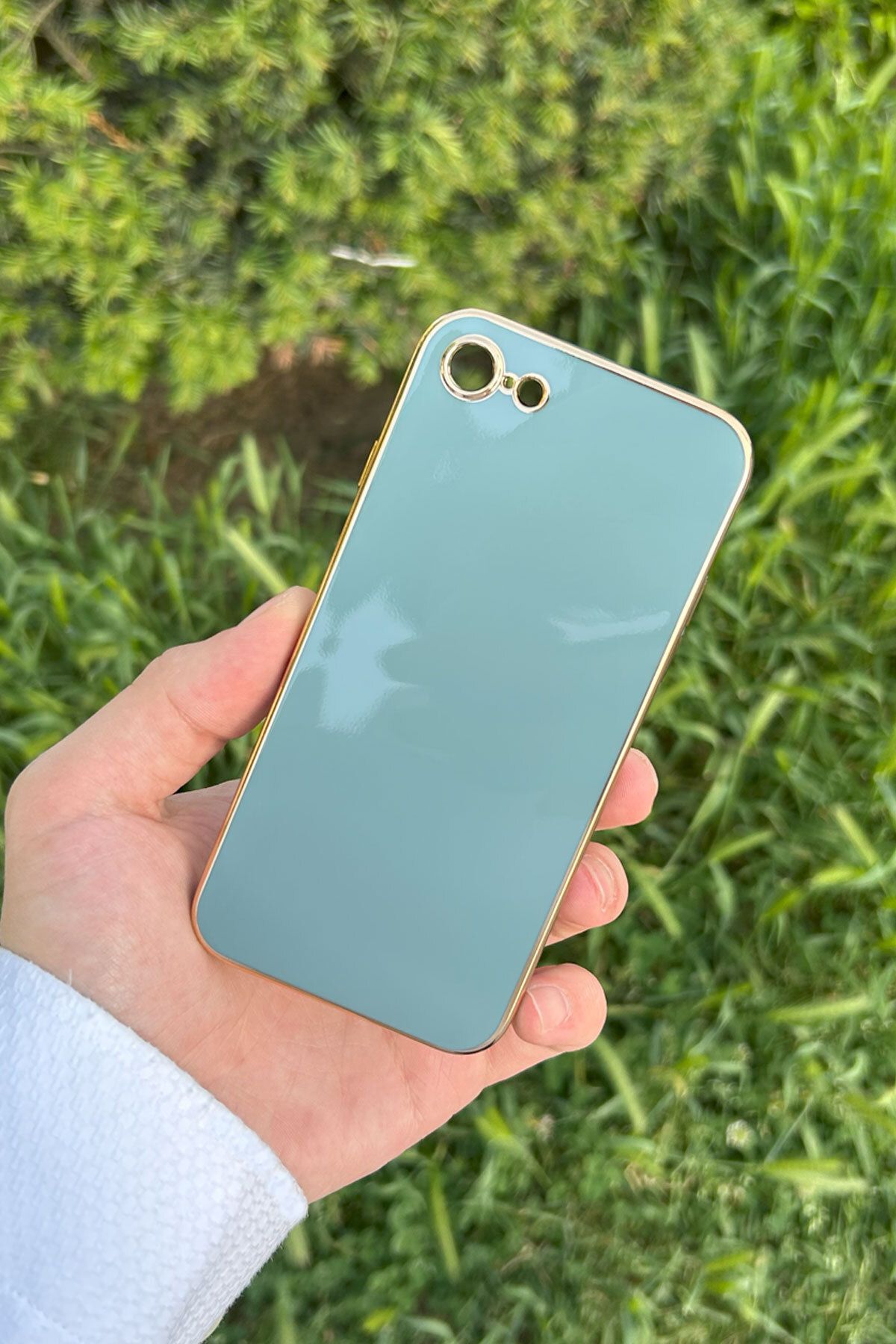 CEPSTOK iPhone 7/8/SE 2022 Kılıf Kenar Detaylı Yumuşak Parlak Silikon