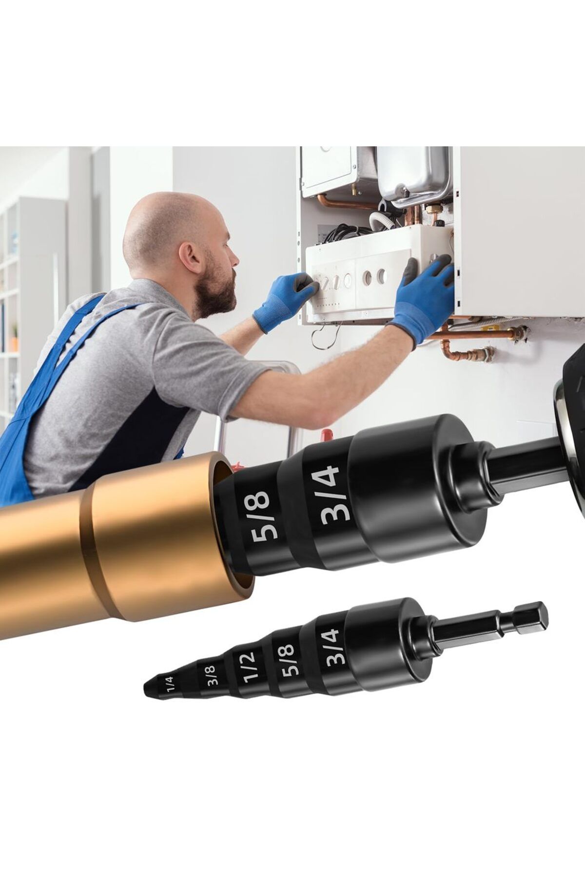 Choice-Swaging Tool 5 in 1 Air Conditioner Copper Pipe Expander Swaging Drill Bit Set with Hex Shank, wi... 6