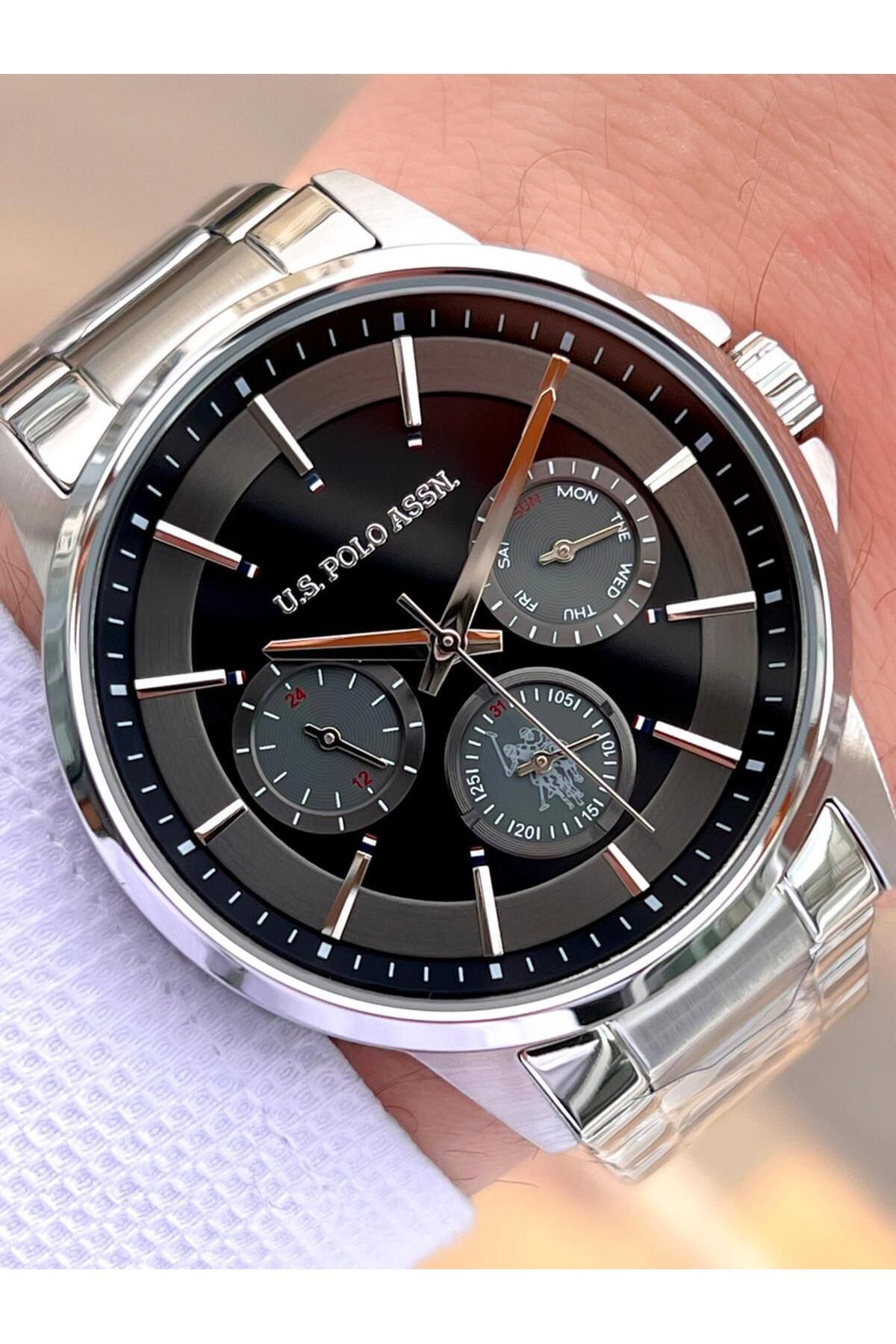 U.S. Polo Assn. U.S.Polo Assn Çelik Kordon İç Fonksiyonları Aktif 5 Atm Suya Dayanıklı Erkek Kol Saati USPA.FS1000.0