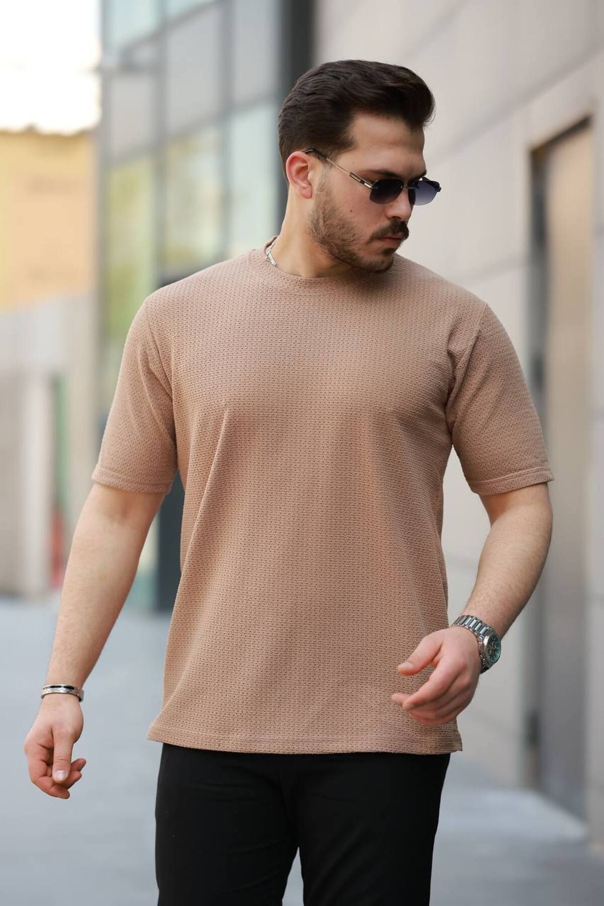 ROBERTO BORNOVA Pamuklu Desenli Bisiklet Yaka Tshirt