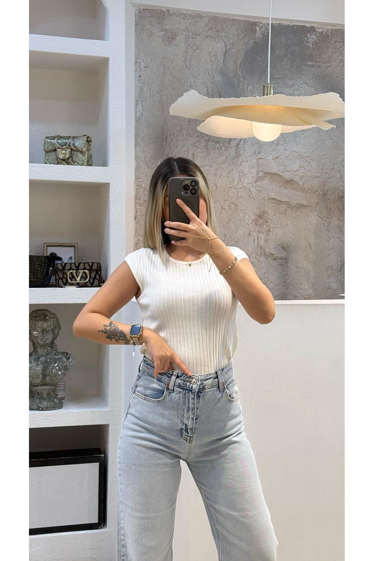 SEVİNÇ GÜNGÖR Fitilli triko BEYAZ