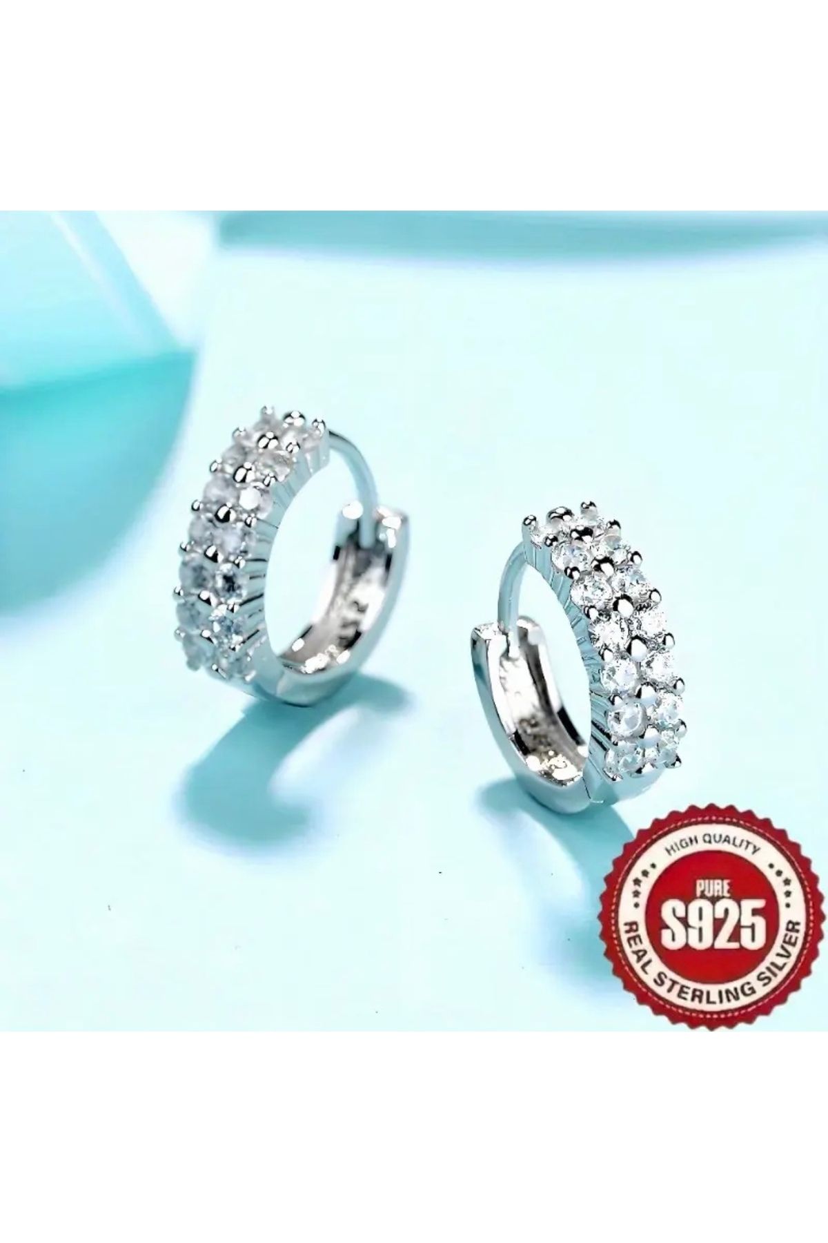 Manu Collection Kadın 925 ayar saf gümüş taşlı tasarım küpe özel seri sınırlı sayıda