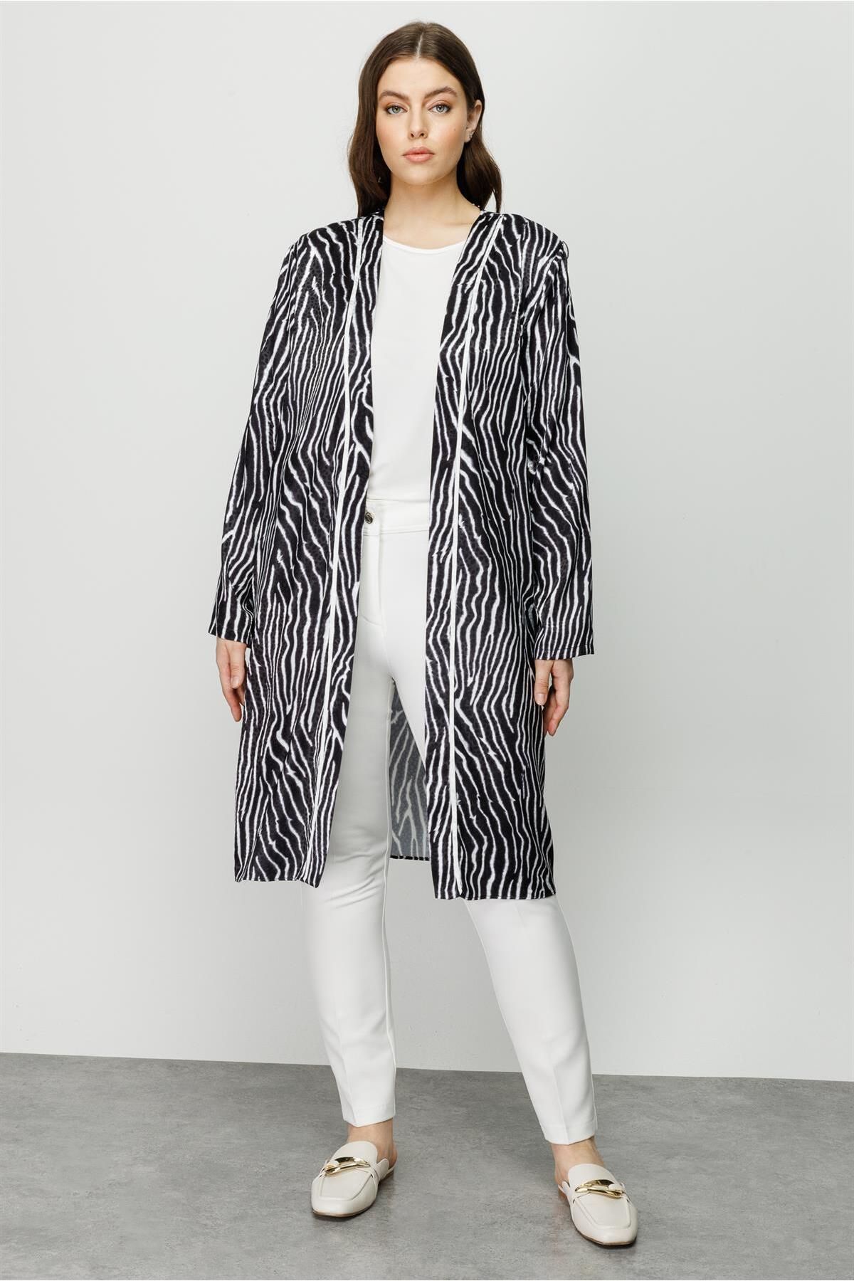 Gilda 4229 GİLDA ZEBRA DESEN İKİLİ UZUN TUNİK