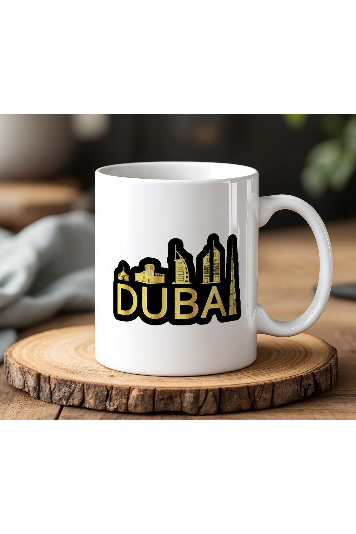 BB TRADE Dubai Görsel Tasarımlı Beyaz Seramik Baskılı Kupa Bardak 330ml