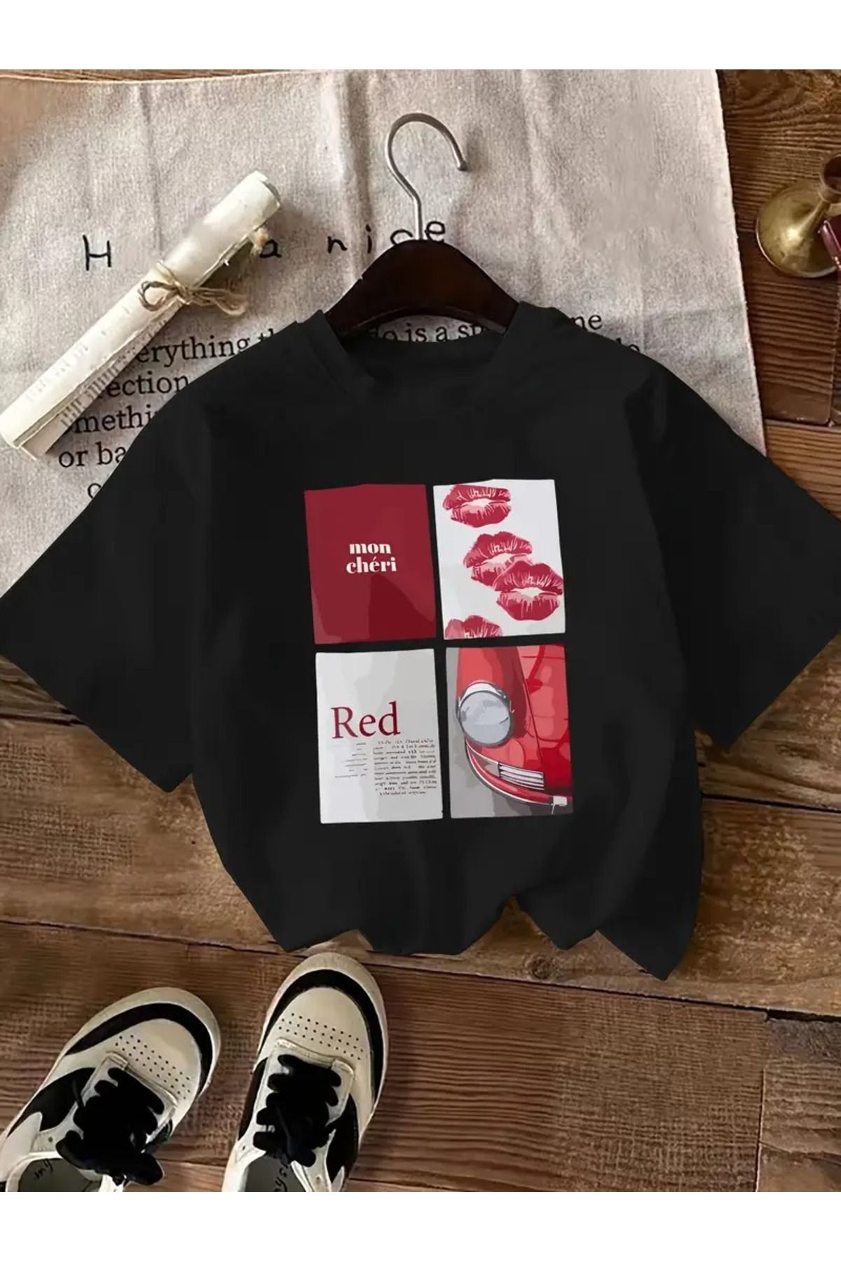 LAND MODA Kadın Araba Baskılı T-Shirt, Rahat Yuvarlak Yaka Kısa Kollu Üst, %100 Polyester Örgü Kumaş