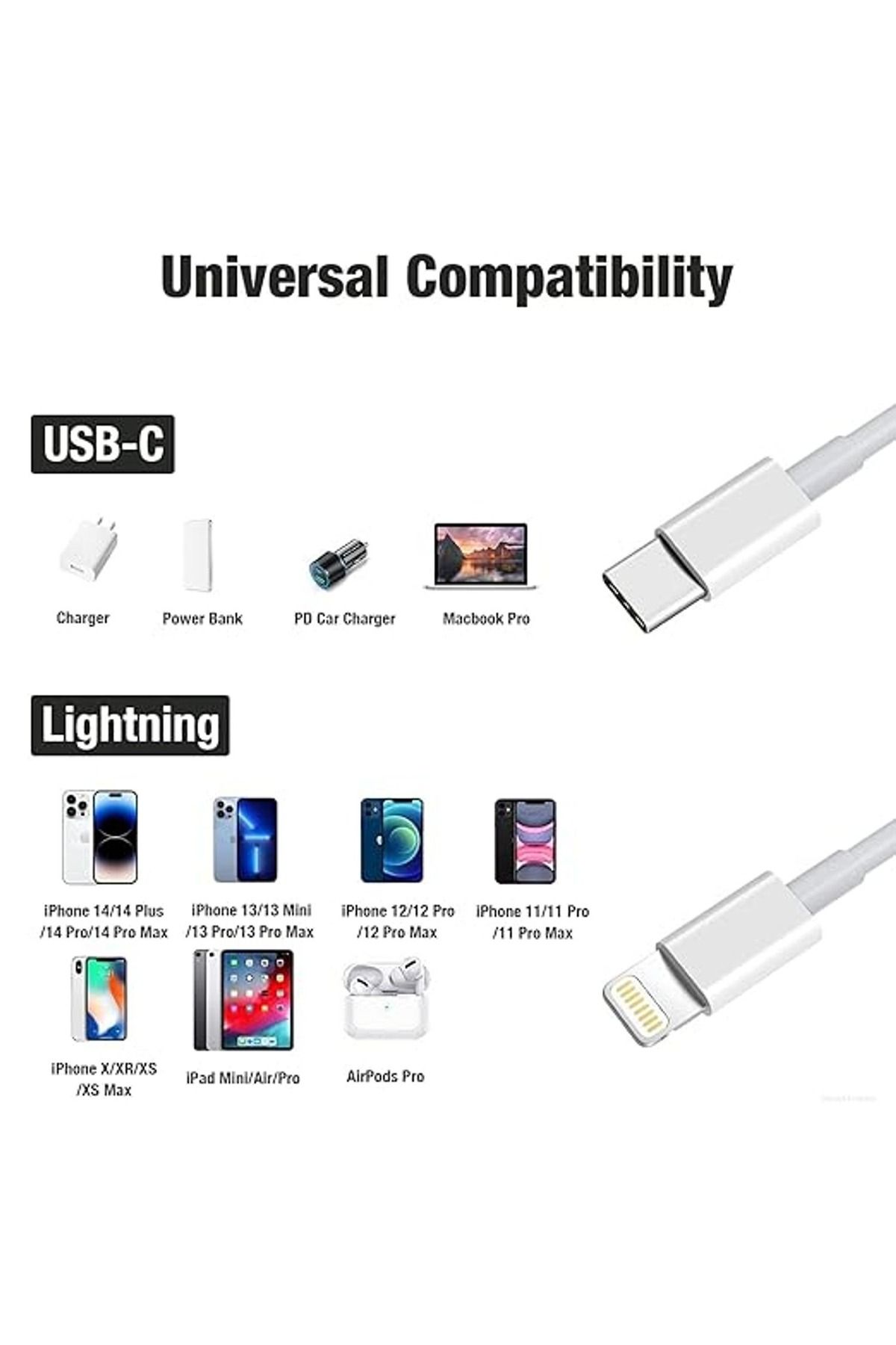 Apple-USB-C to Lightning Cable 2m, Fast Charging and Data Syncing – White 6