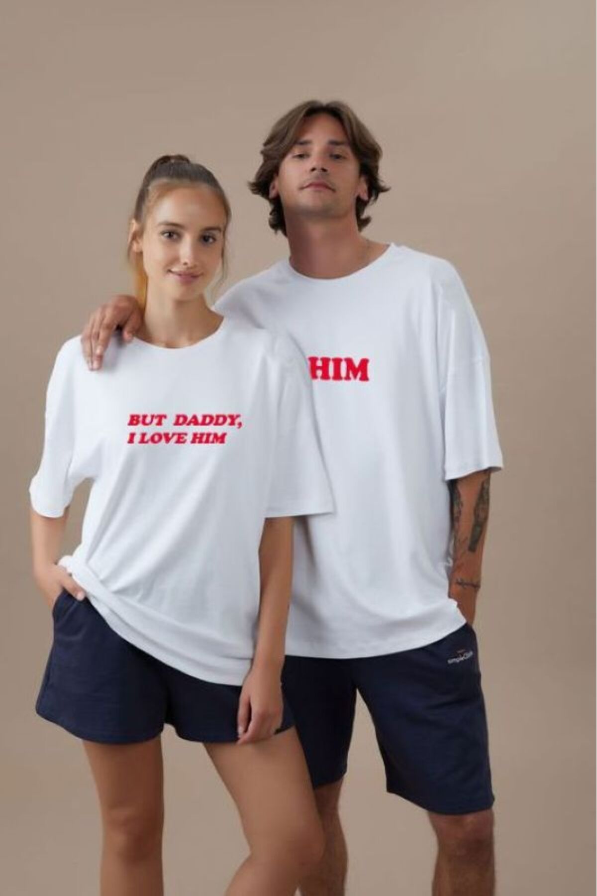 beloved.co but daddy i love him yazılı baskılı couple 2'li tişört