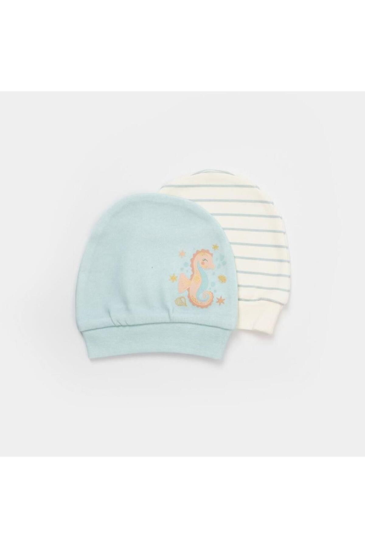 Skygo Save The Seahorse 2'Li Bebek Şapka 72231 Bej-Mint