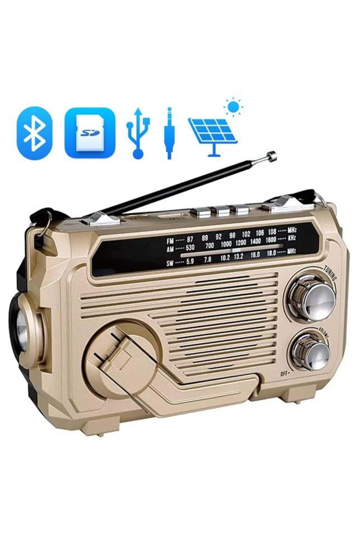 PUXİNG Puxing PX-777 Portatif Analog Radyo FM-USB-SD-AUX-Bluetooth Lityum Pilli Solar Güneş Panelli