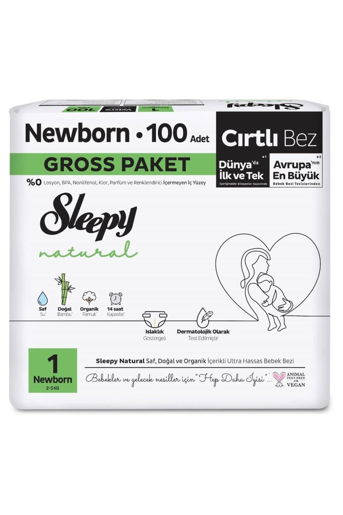 Skygo Sleepy Natural Bebek Bezi Gross Paket 1 Beden 2-5 Kg 100 Adet