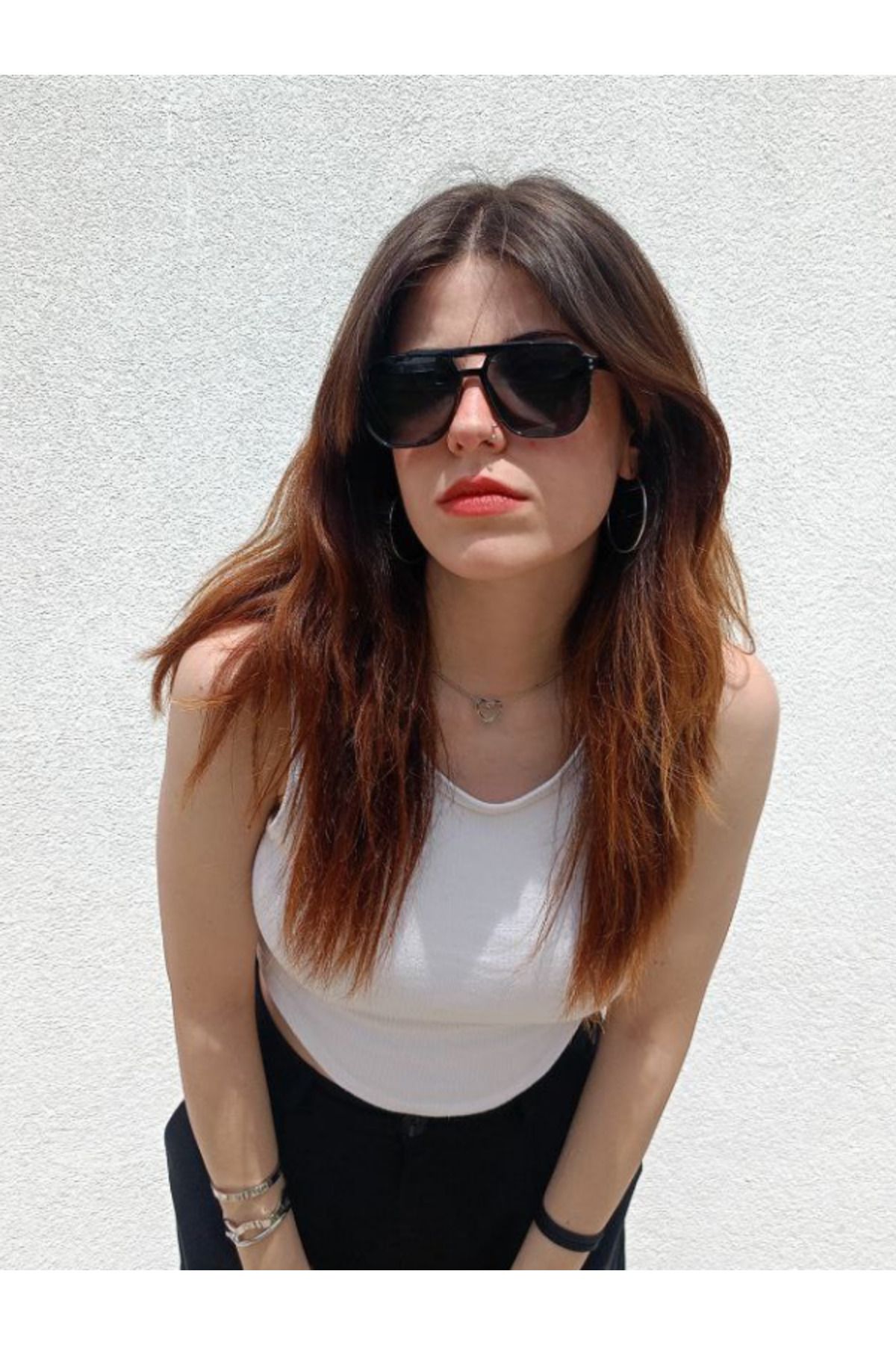 Sunglasses Unisex Siyah Retro Tam Çerçeve Şık Güneş Gözlüğü