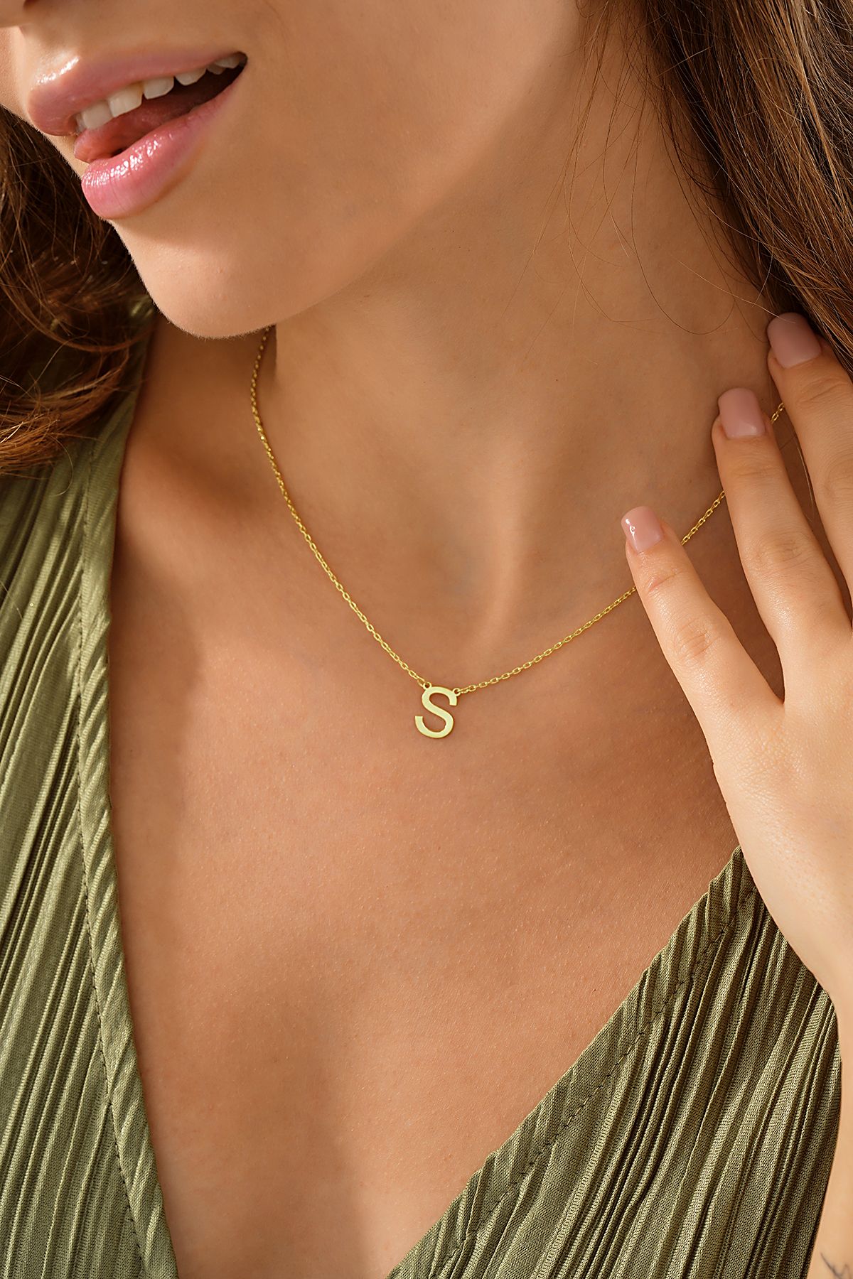 Klart Jewellery Harfli Gümüş Kolye 925 ayar Gümüş Harfli Kolye