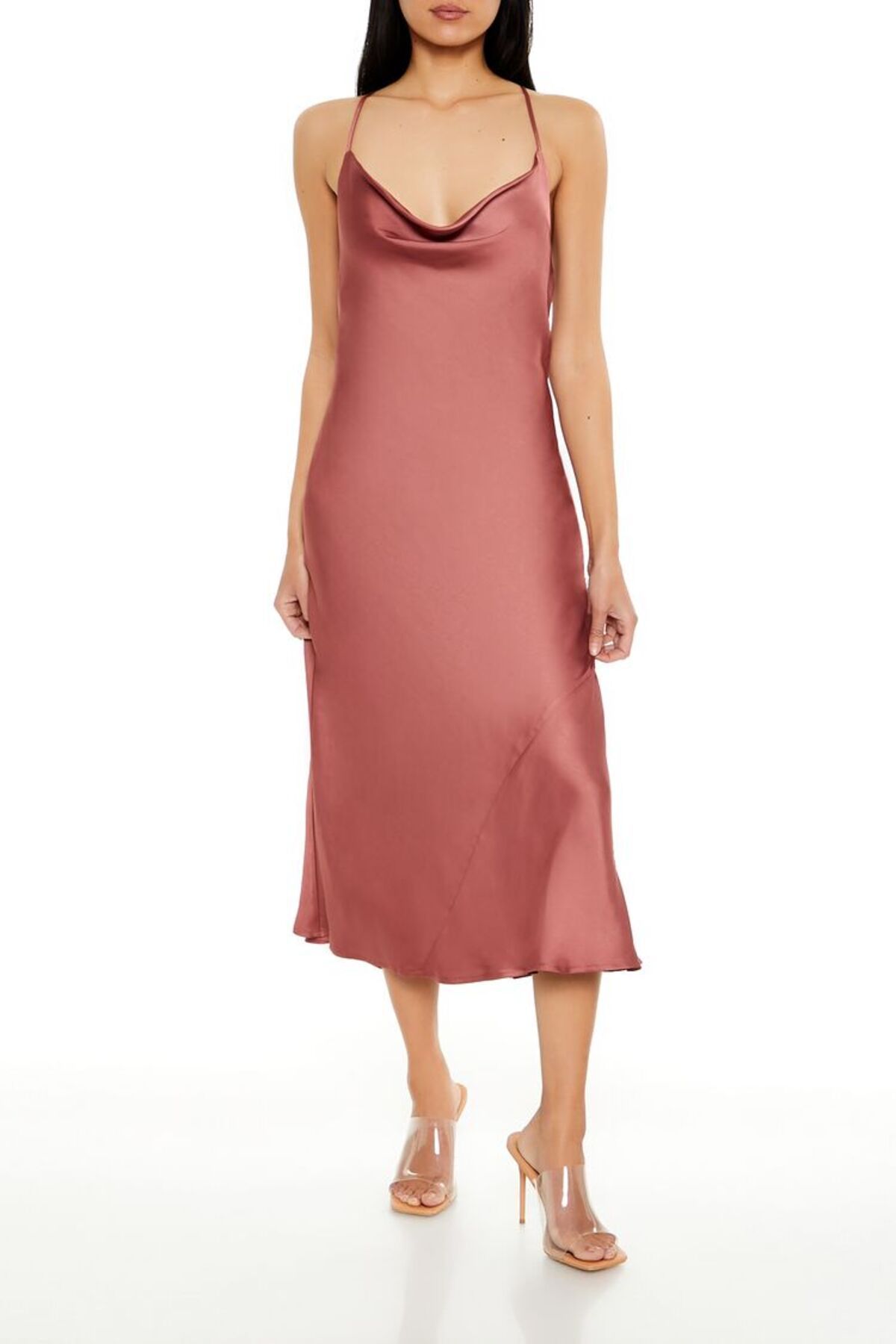 Forever 21 Saten Midi Elbise