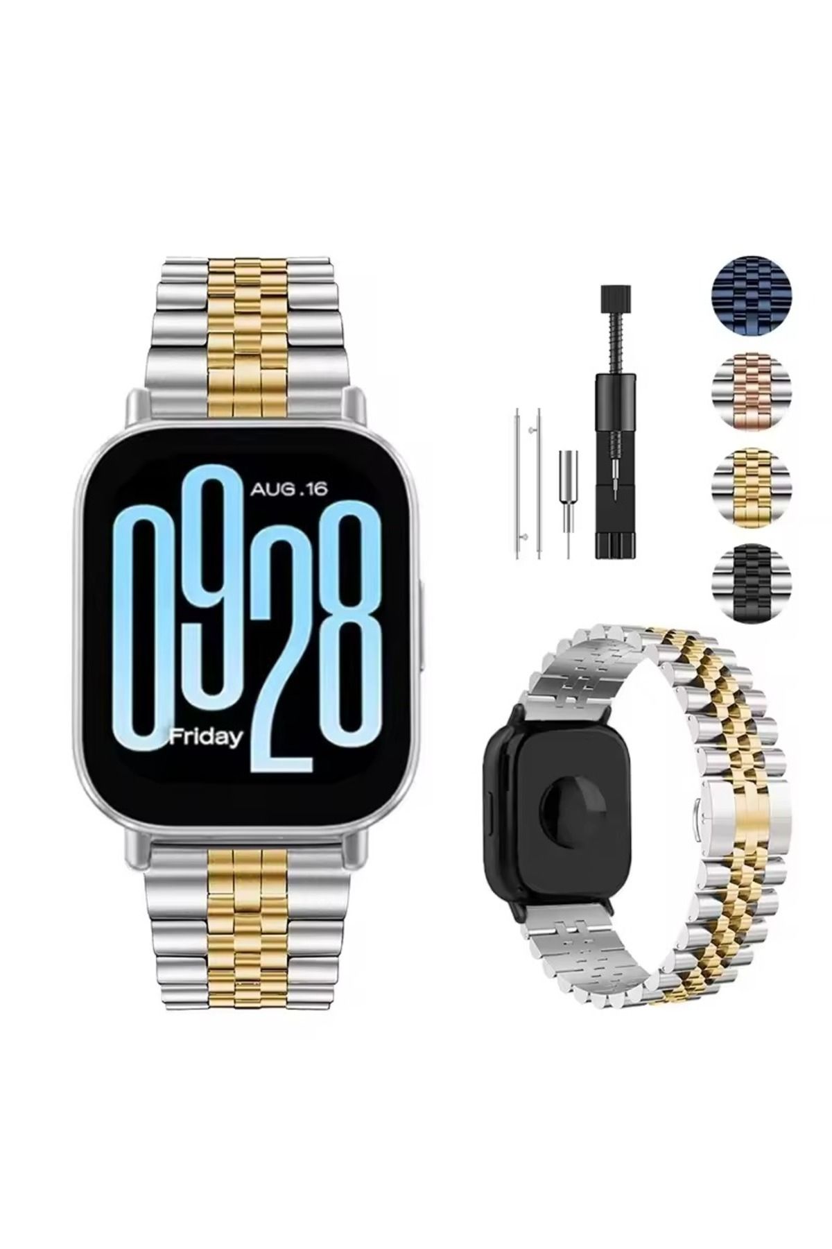 Alstrap Redmi Watch 5 Active/Redmi Watch 5 Lite Uyumlu Rolex Tasarım Paslanmaz Çelik Rolex Kordon