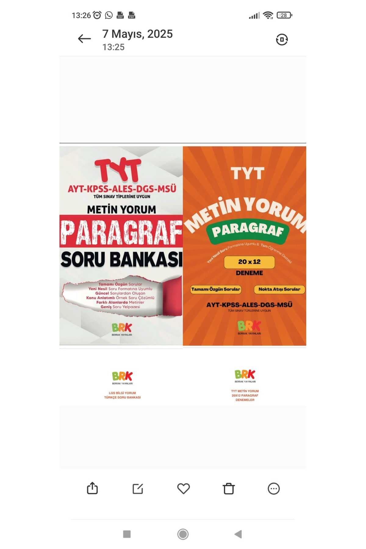 BRK BERRAK YAYINLARI TYT PARAGRAF SORU BANKASI + PARAGRAF DENEMELER
