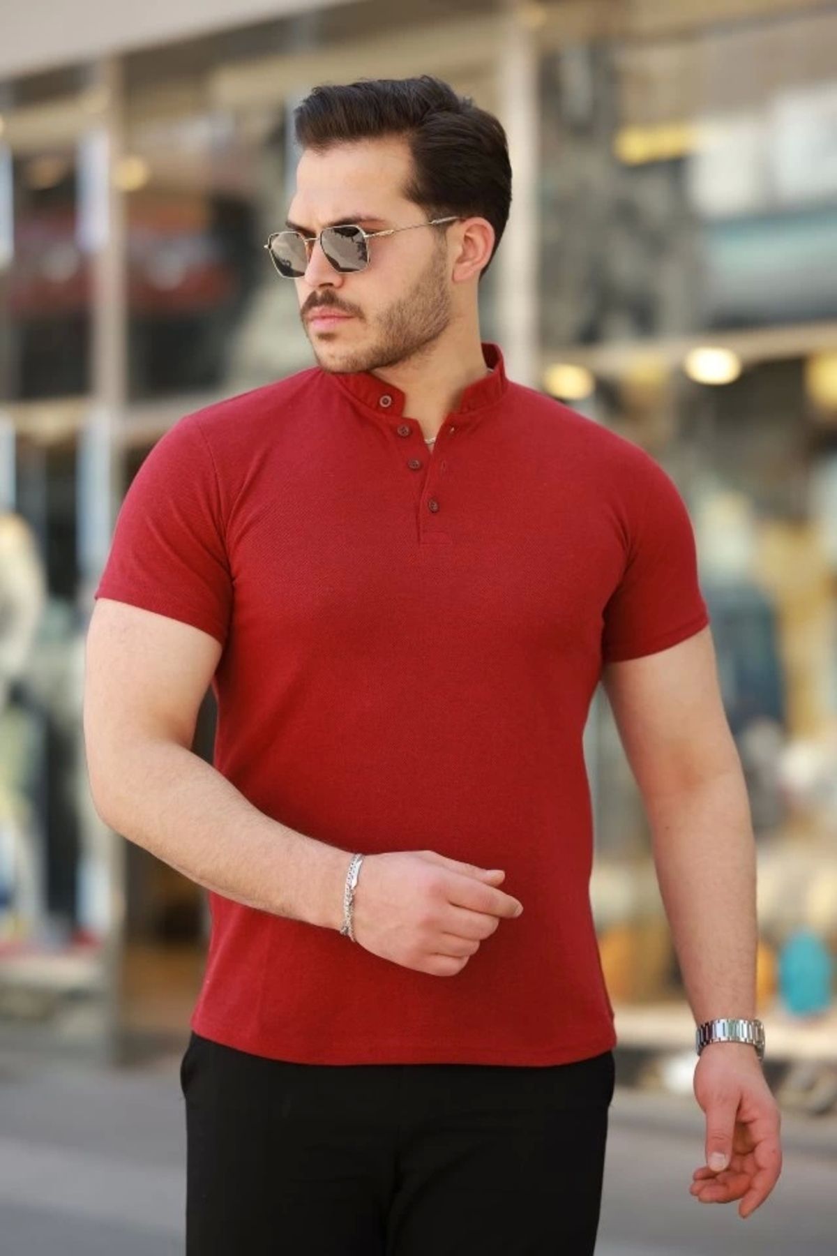 Kaplan Erkek Hakim Yaka Dokuma Pamuklu Kumaş Kısa Kollu T-shirt