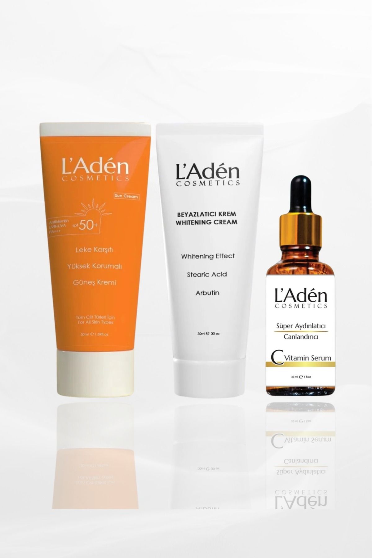 L'Aden Cosmetics Lekesiz ve sağlıklı ciltler için 3 lü bakım seti