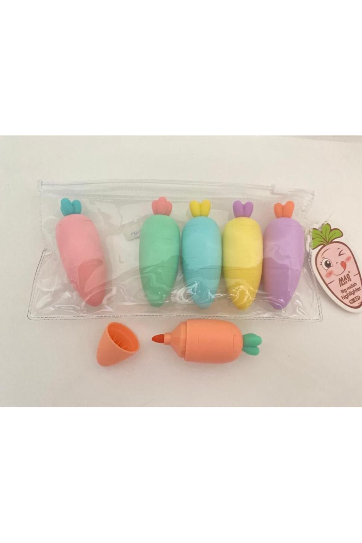 KfksStore Havuç Tasarımlı Fosforlu Kalem Seti