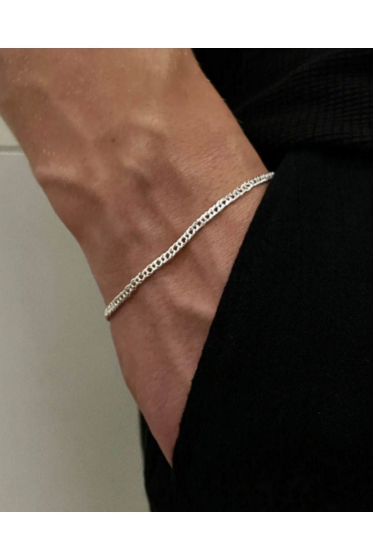 Siset Gümüş 925 Ayar 2 mm Gümüş Erkek Bileklik