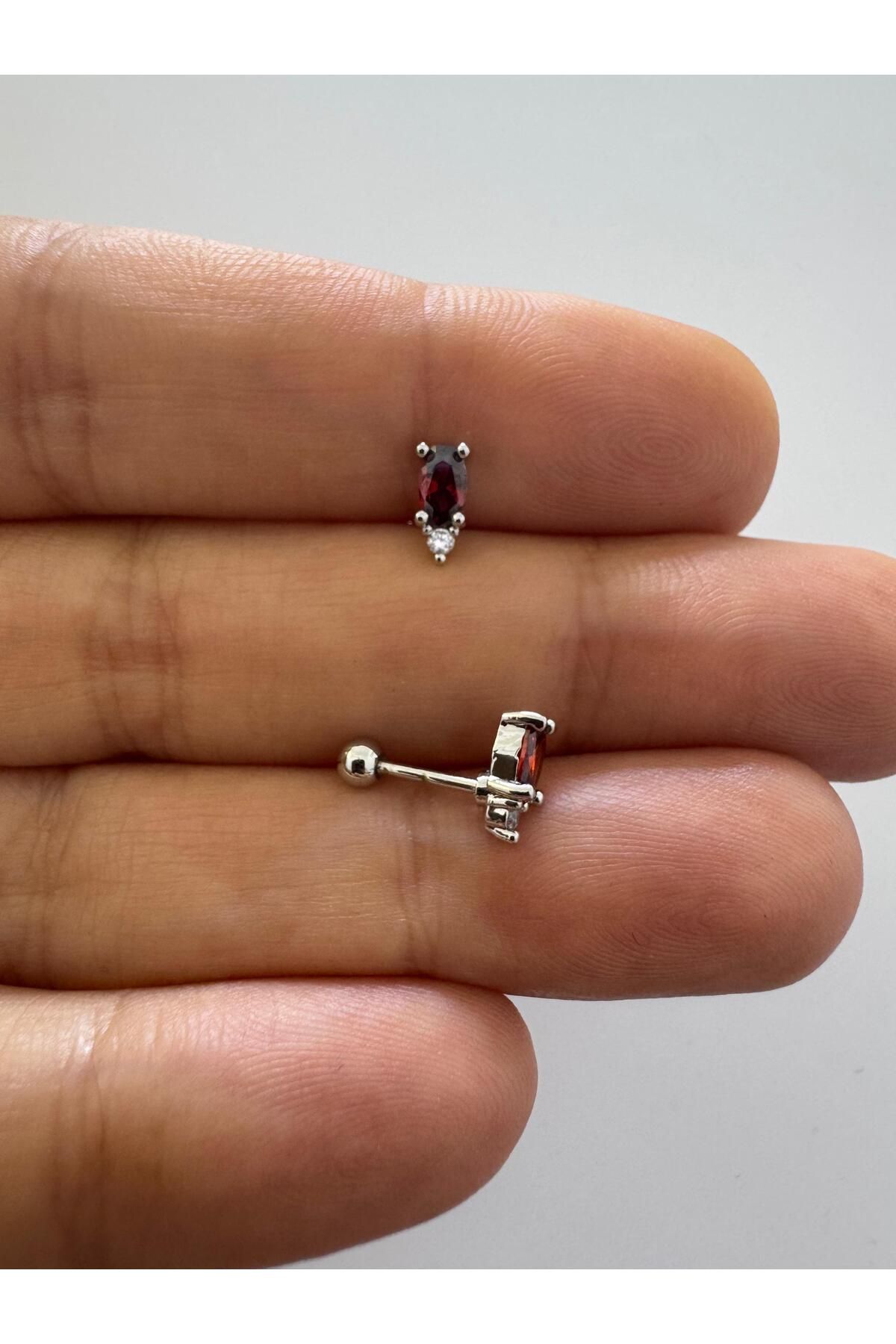 Arescollection 1 adet zirkon taşlı helix tragus lobe uyumlu piercing küpe