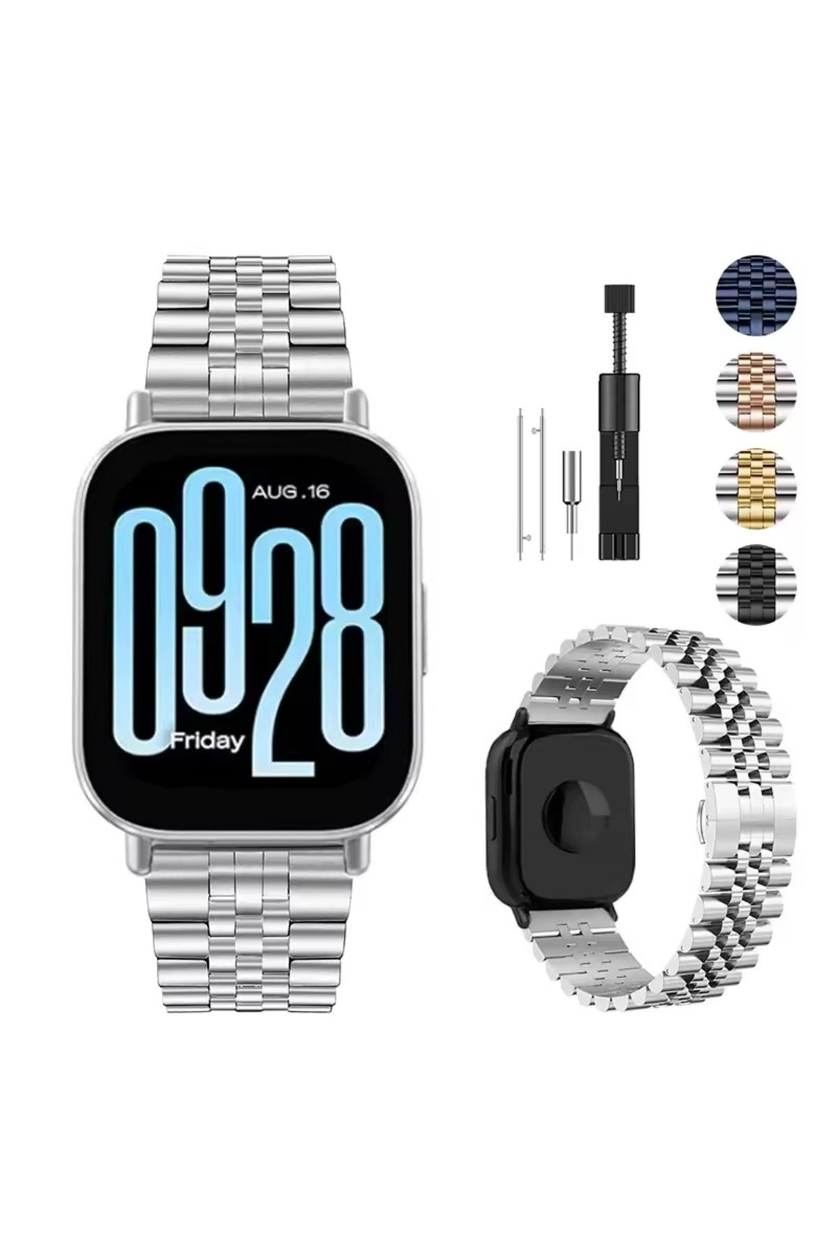 Alstrap Redmi Watch 5 Active/Redmi Watch 5 Lite Uyumlu Rolex Tasarım Paslanmaz Çelik Rolex Kordon