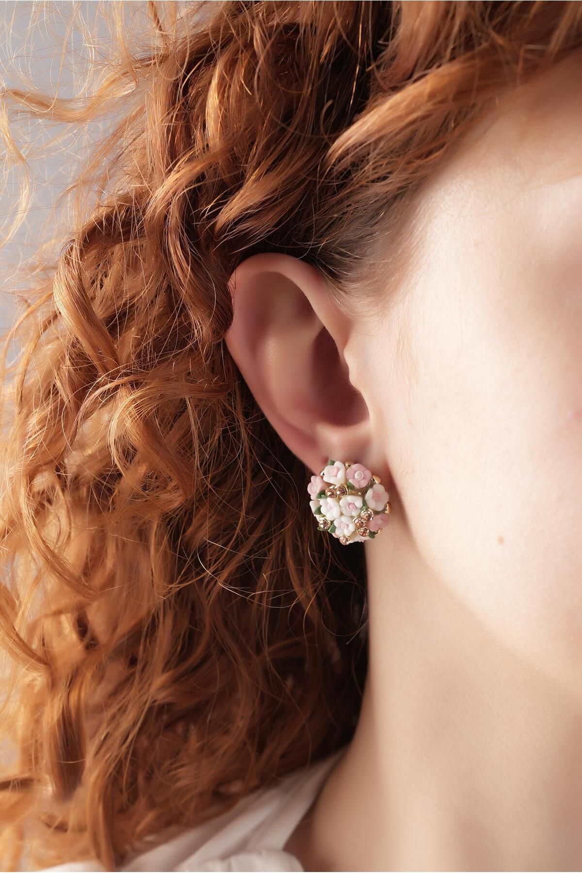Çlk Accessories Premium Renkli Çiçek Küpe 35766