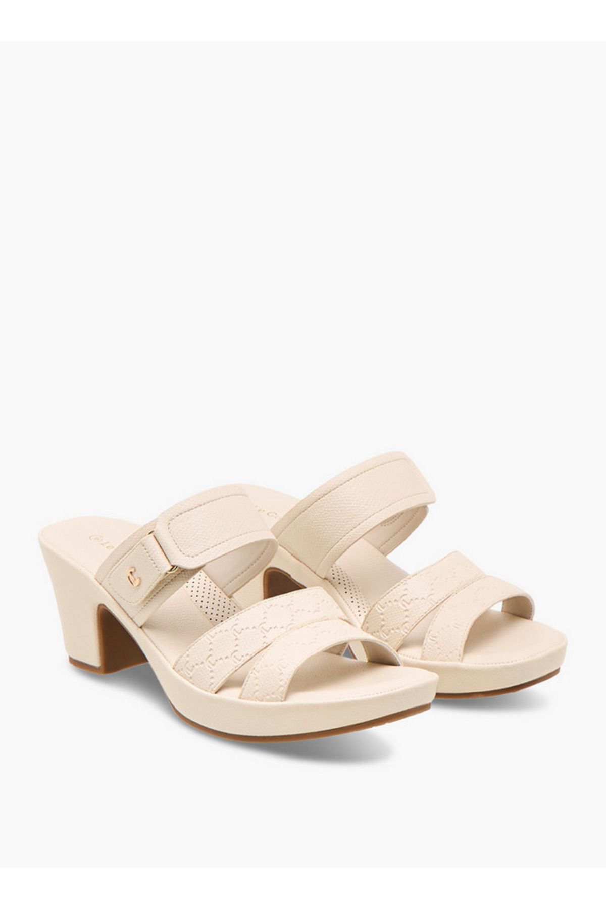 Le Confort-Textured Slip-On Sandals with Block Heels 1