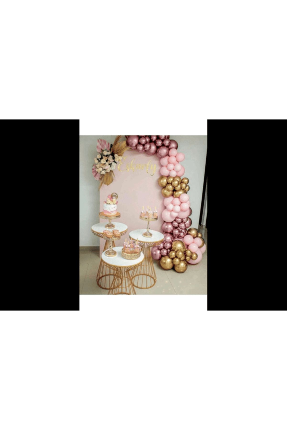 Baloniva 50 Adet Pastel Ve Krom Balon Zincir Seti Pembe, Krom Pembe Ve Krom Gold Balon Zinciri