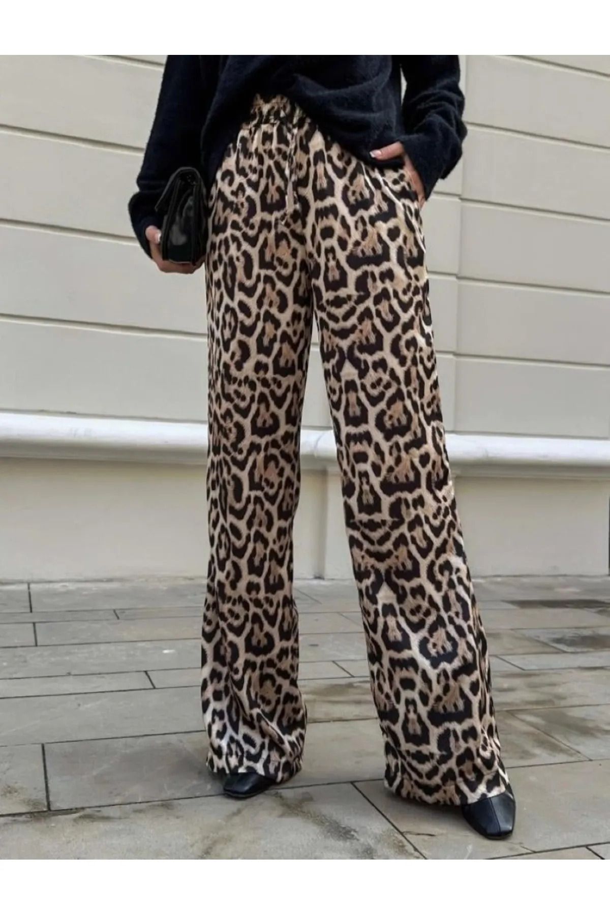 ZACHARIUZ (CEPSİZ) Leopar desen bol paça pantolon