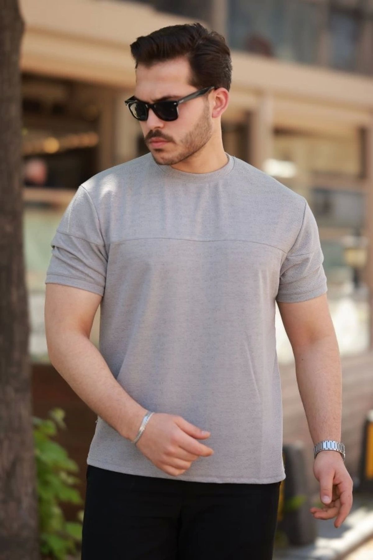 Kaplan Erkek Oversize Bisiklet Yaka Kısa Kollu T-shirt