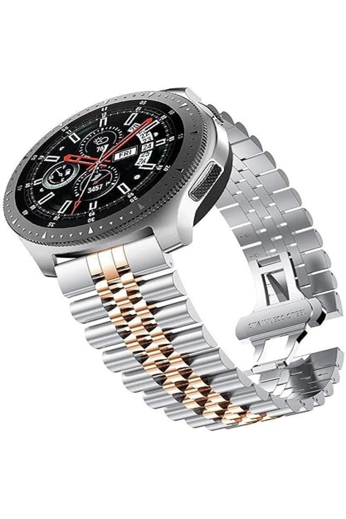 Alstrap Huawei Watch Gt5/Gt4/Gt3 Pro 46mm Uyumlu Rolex Tasarım Paslanmaz Çelik Rolex Kordon