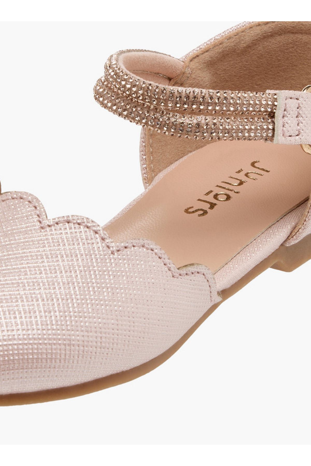 Juniors-Scallop Detail Ballerina Shoes with Hook and Loop Closure 6