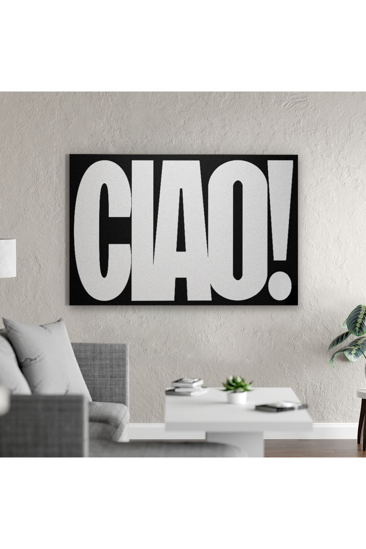 Yzc Store Ciao! Kanvas Tablo | B&W Portre Sanat | Minimal Poster | Merhaba Tablosu | İtalyan Temalı Ev Dekoru