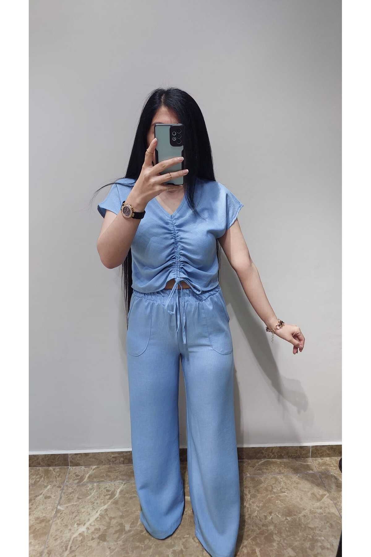 Nida Çelik Collection Büzgülü Model Keten Takımlar