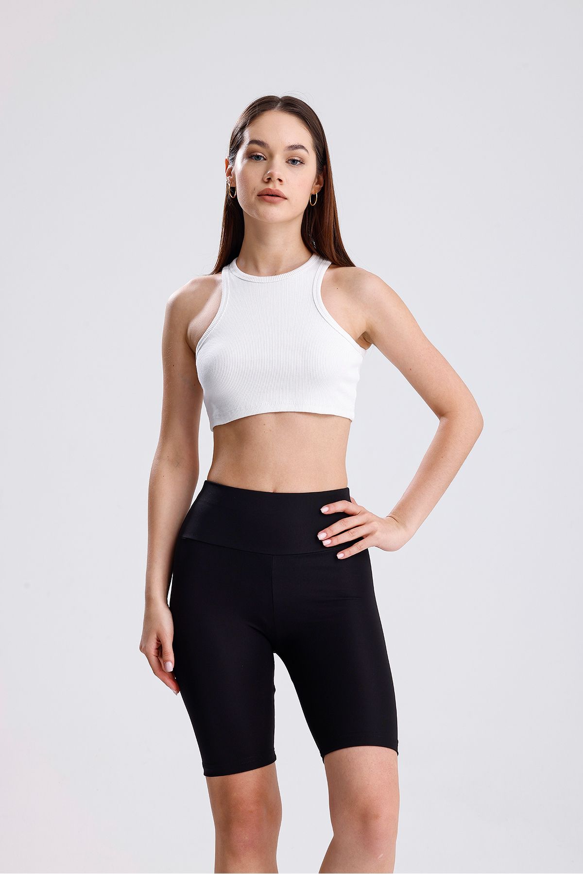 Thin Shop Kadın Siyah Yüksek Bel Toparlayıcı Spor Biker Tayt