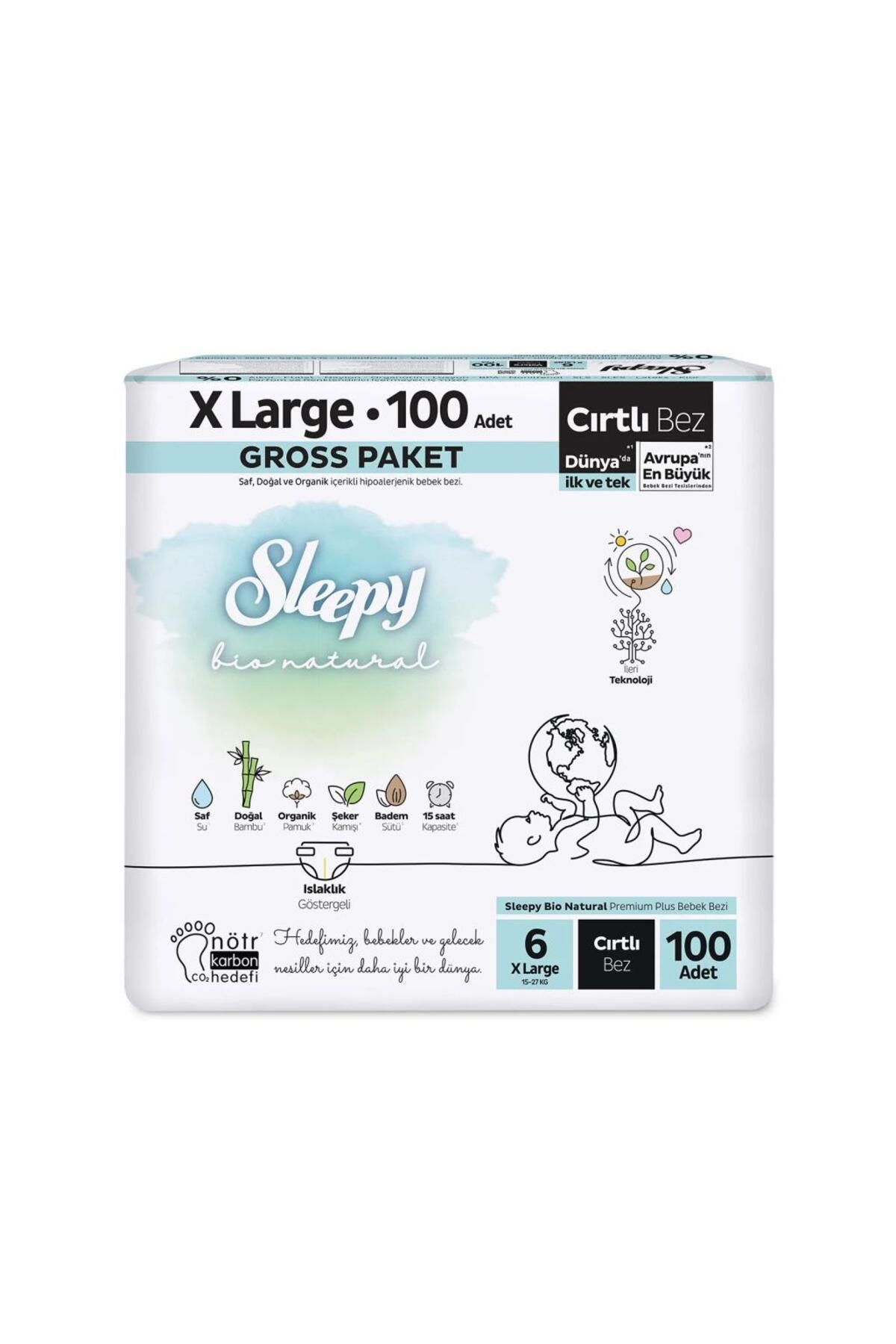 Skygo Sleepy Bio Natural Bebek Bezi Gross Paket 6 Beden 100 Adet