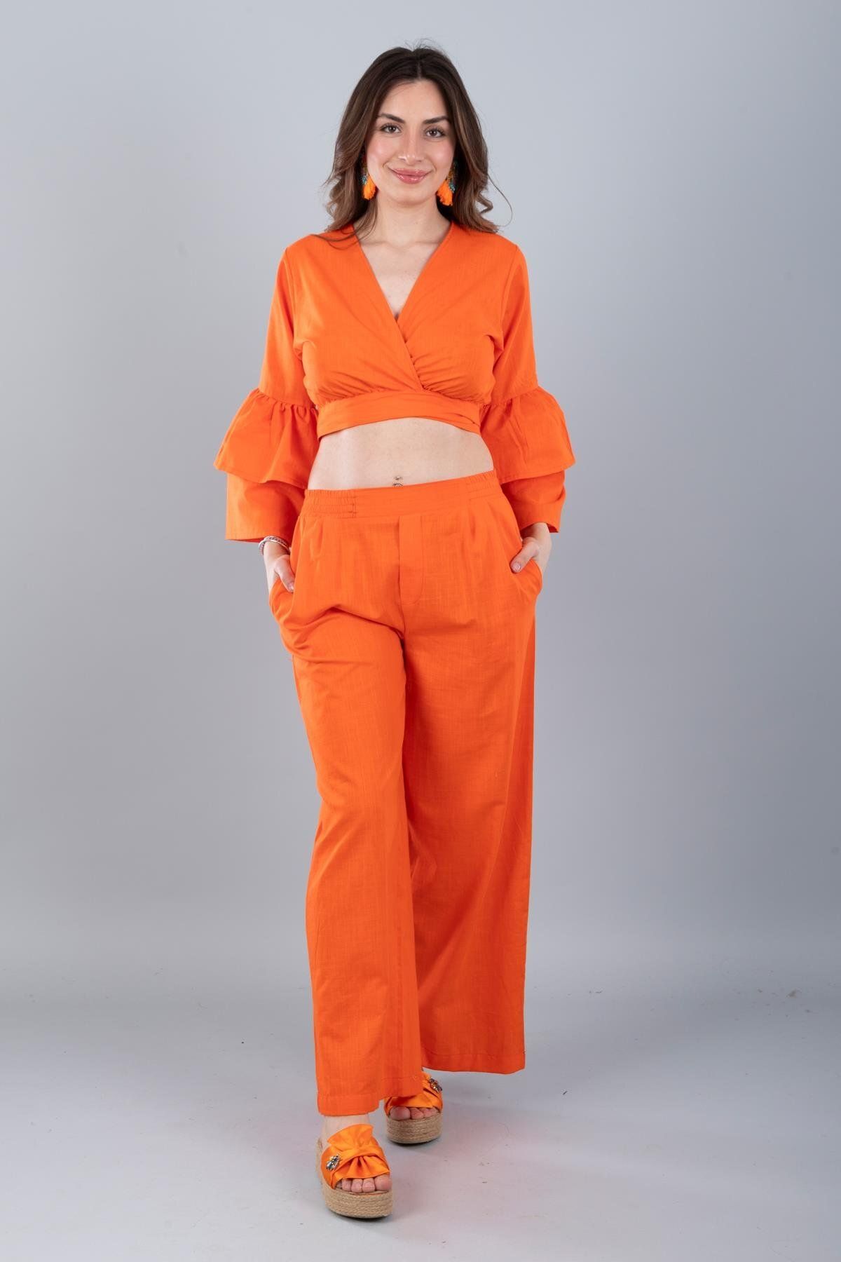 Bonitas Beachwear Pamuklu Crop Oranj