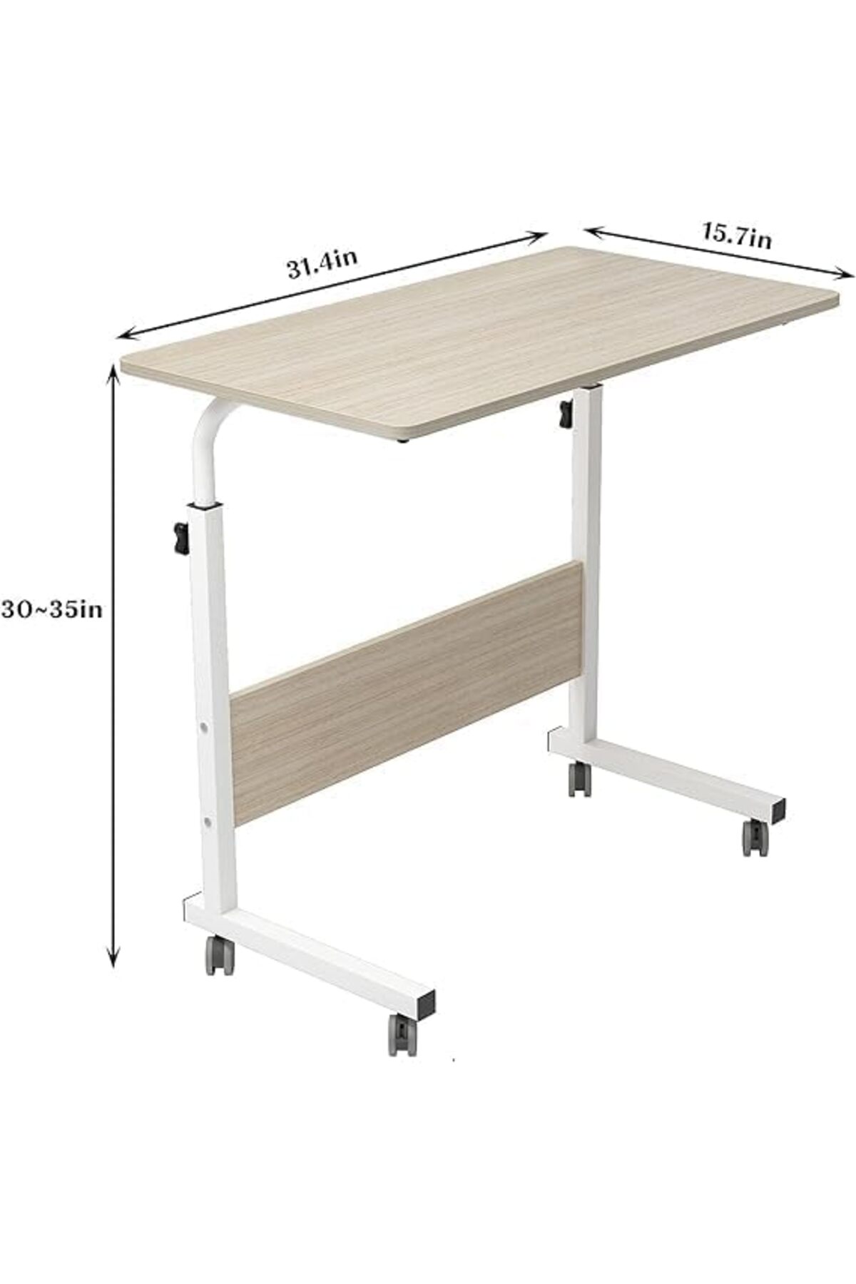 🖥️ طاولة لاب توب قابلة للتعديل 90×40 سم – بيج مع عجلات للسرير والأريكة و لابتوب