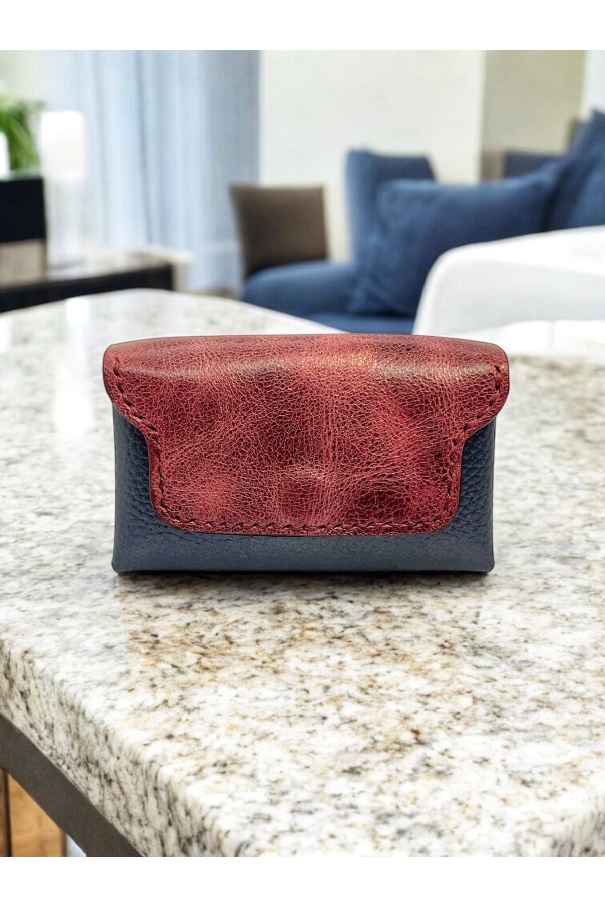 DERİMORE Nubo, %100 El Yapımı Hakiki Deri Kompakt Kartlık Cüzdan, Handmade Minimal Tasarım.