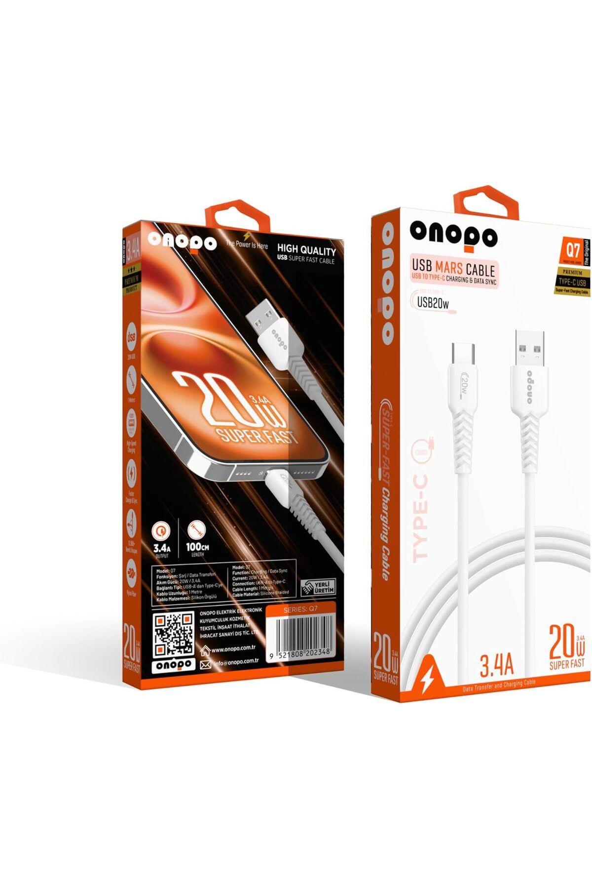 ÇAĞUR Eser Android Uyumlu Type-C To USB Kablo 3.4A Uyumlu Hızlı Şarj ve Data Kablosu 1M - Q7 shop 11170