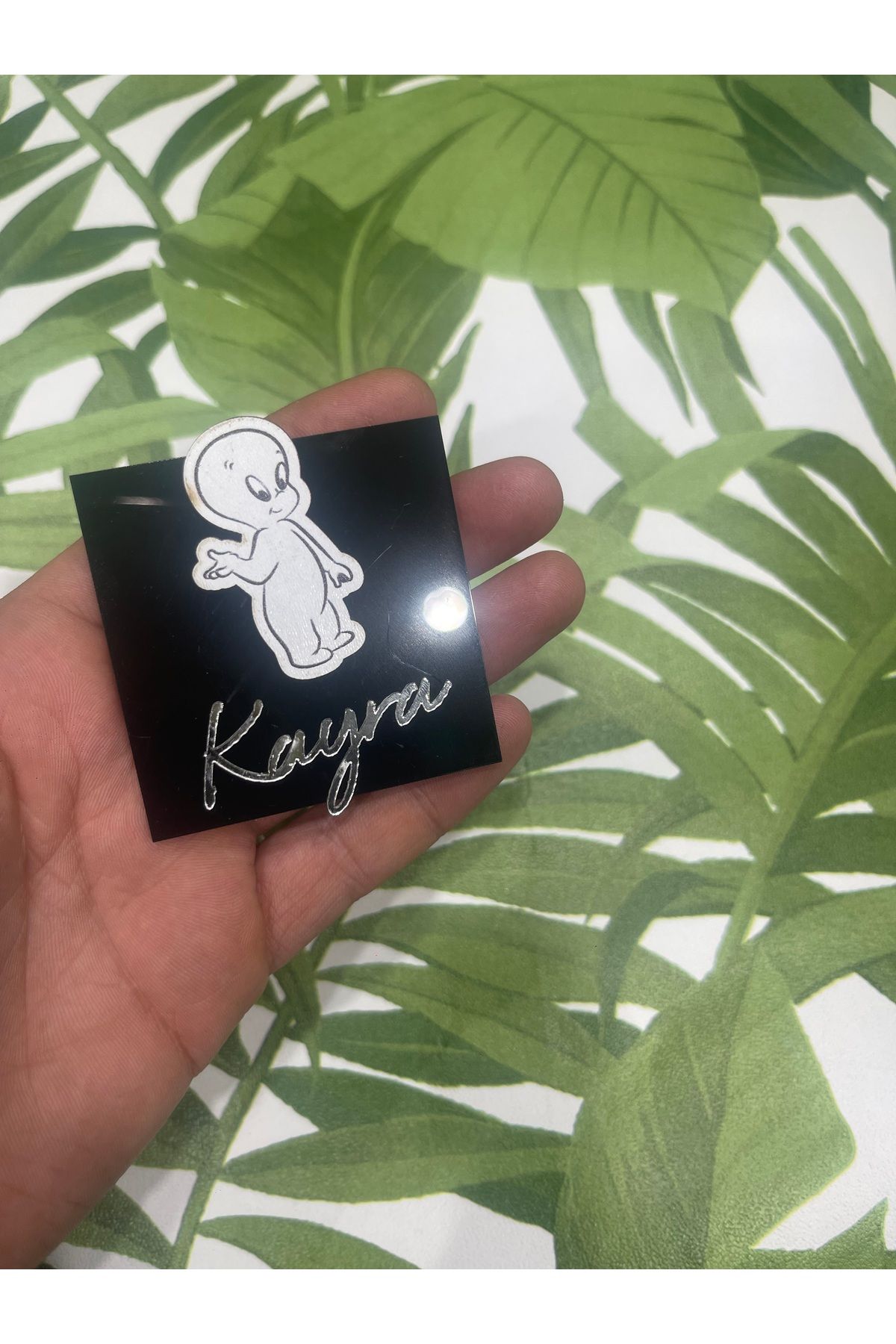 ELF REKLAM Hayalet Figürlü Ahşap Baskılı Pleksi Yazılı Magnet 10 Adet
