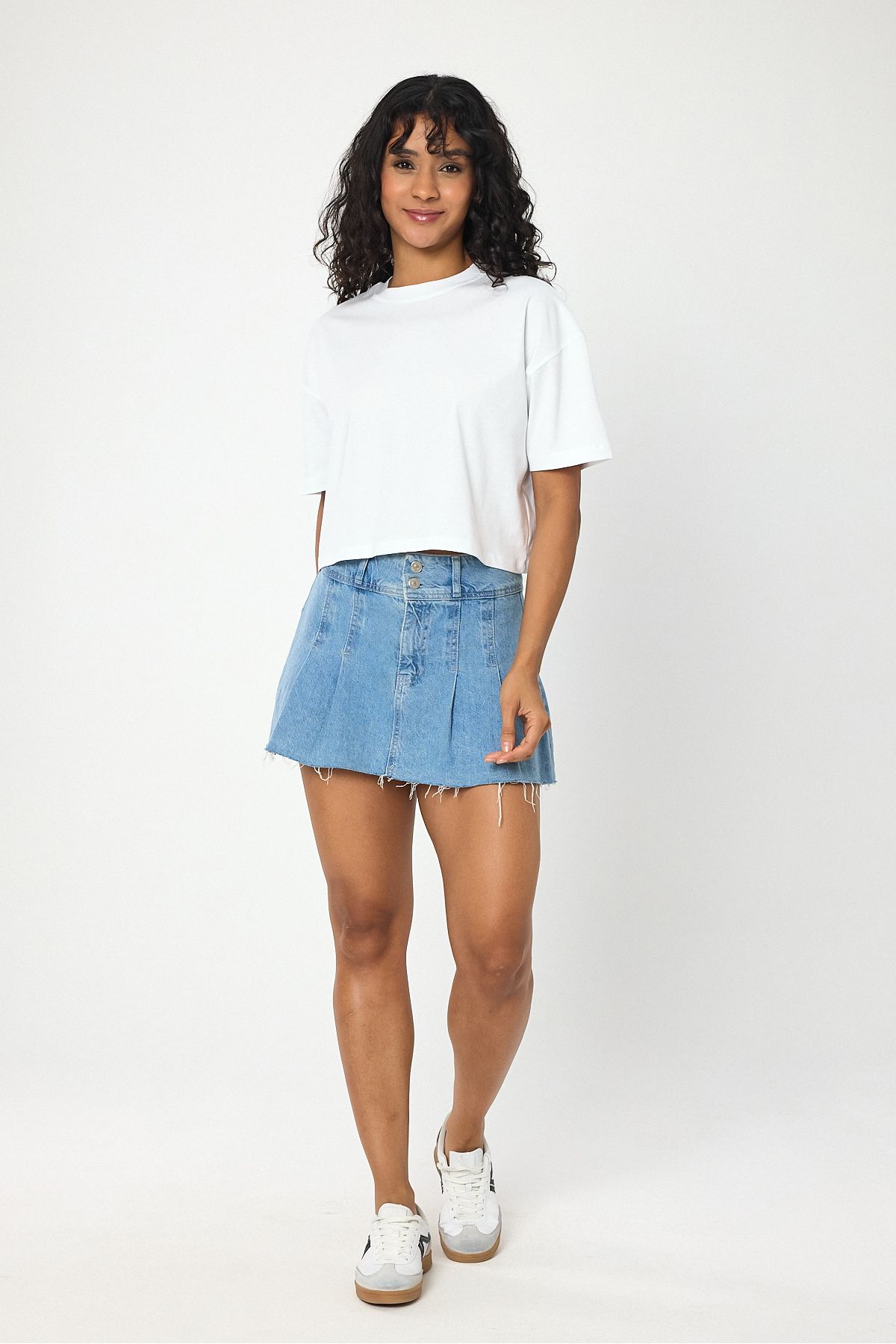 Windy Island Kadın Bisiklet Yaka Basic Crop T-shirt