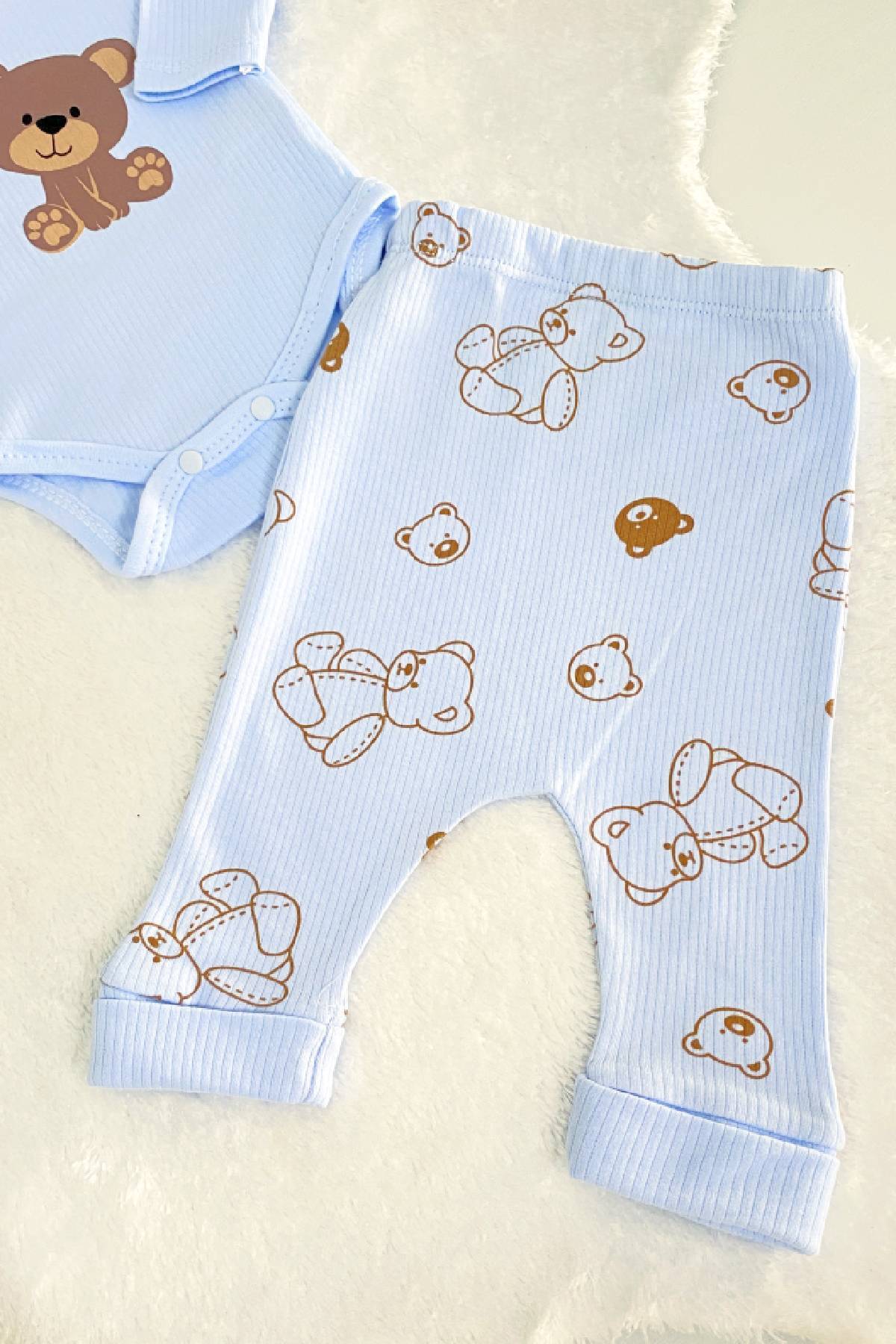 VERONA TARZ Kız Erkek Bebek Ayıcıklı 2li Takım 2 Parça Alt Üst Çıtçıtlı Body Takımı Mevsimlik Yenidoğan Kıyafeti fotoğrafı 6 (önizleme)