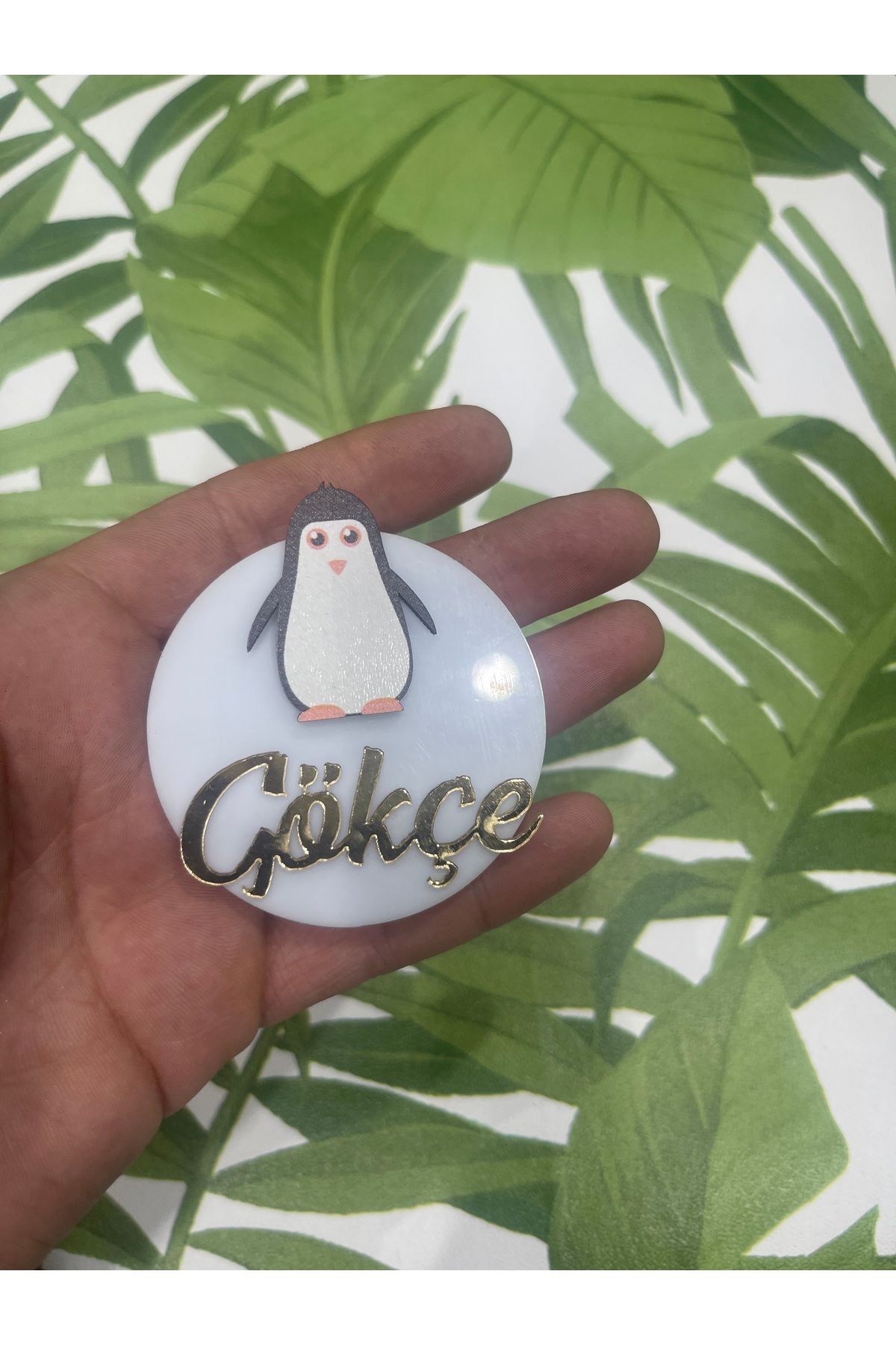 ELF REKLAM Penguen Figürlü Kişiye Özel Ahşap Baskılı Pleksi Yazılı Magnet 10 Adet